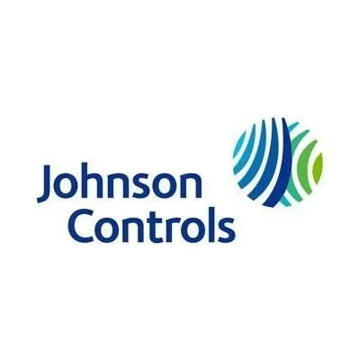 Johnson Controls logo with a blue and green abstract globe design and the text 'Johnson Controls' in blue.