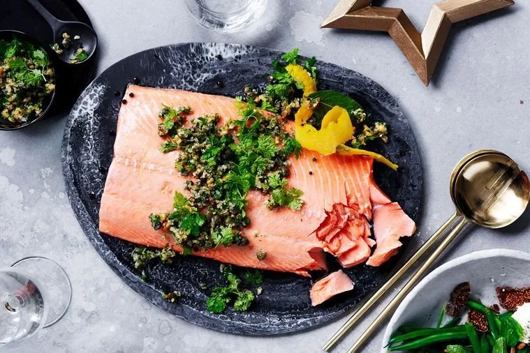 The Luxe Confit Salmon With Lemon Parsley Salsa