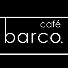 Café Barco logo with the word 'café' above 'barco' in white text on a black background.