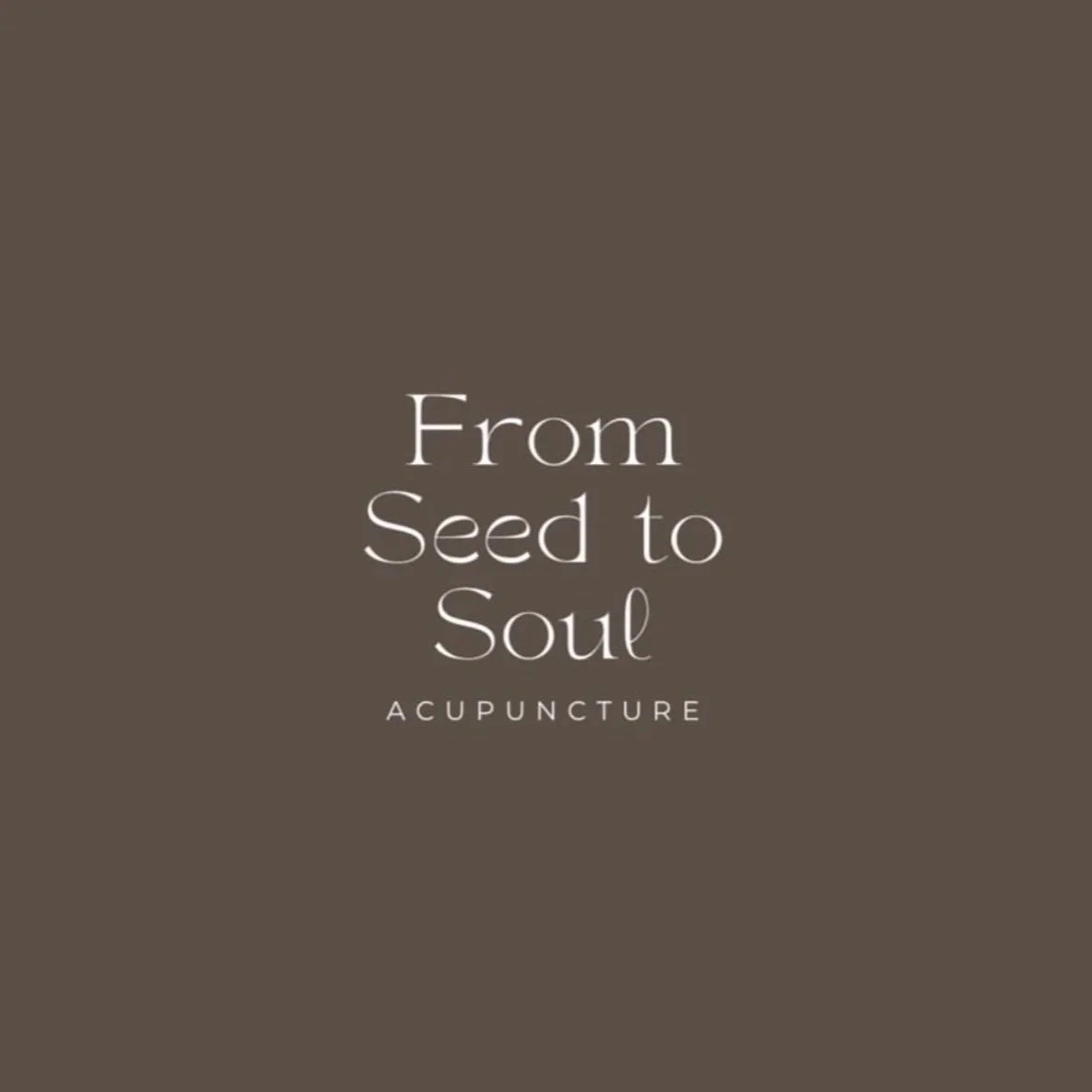 Book cover labeled 'From Seed to Soul: Acupuncture' with a brown background and white text.