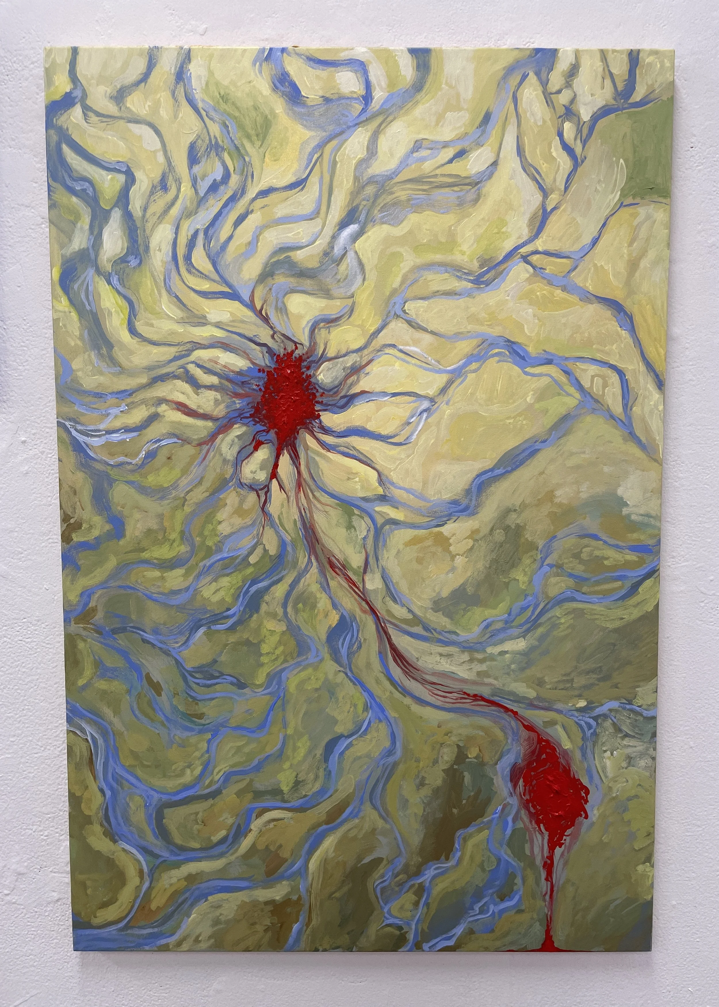 "Fracturing Under The Warm Sky"
24x26", acrylic on canvas