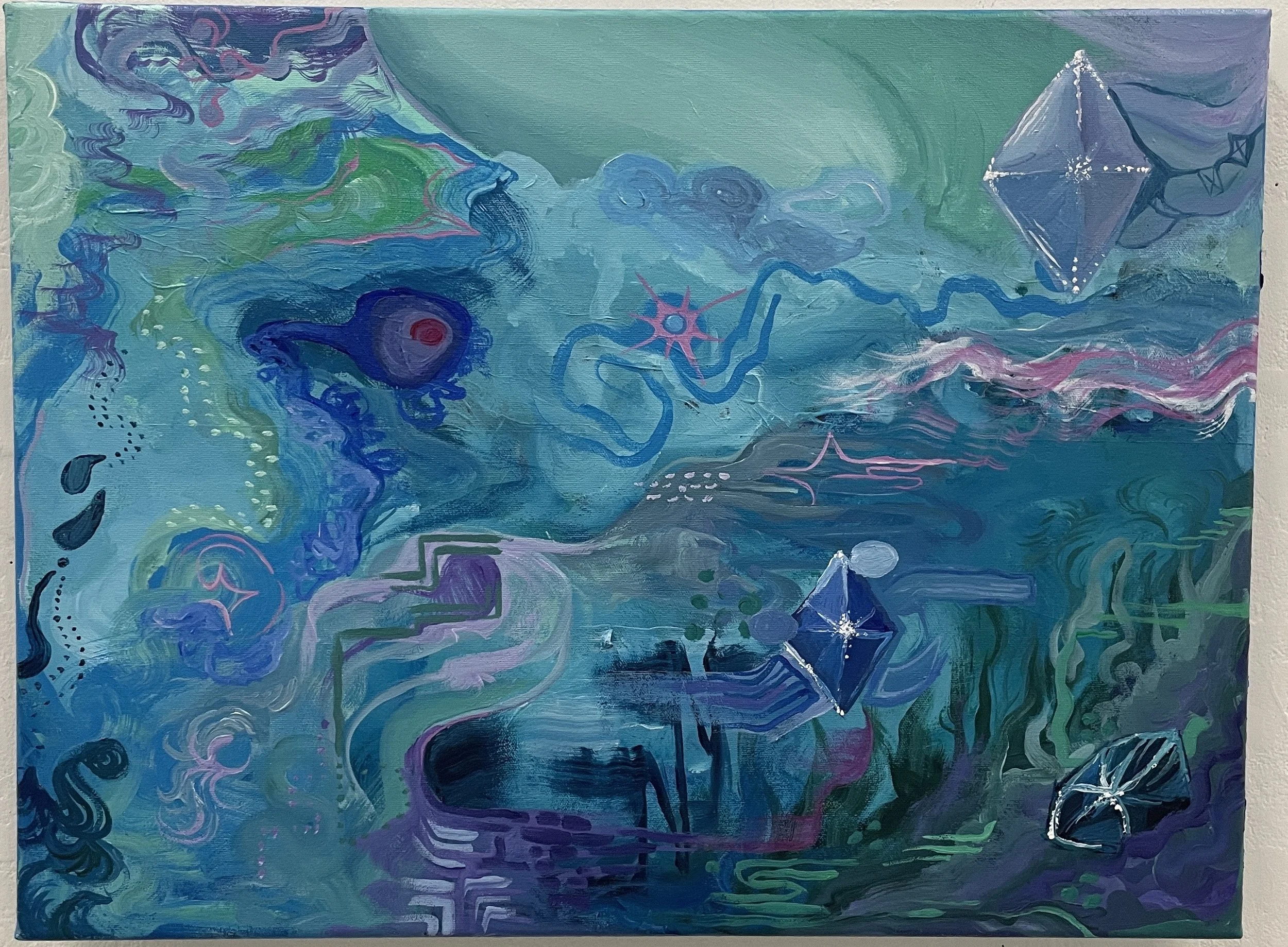 "Oceanic Fantasia"
18x24", acrylic on canvas, 2023