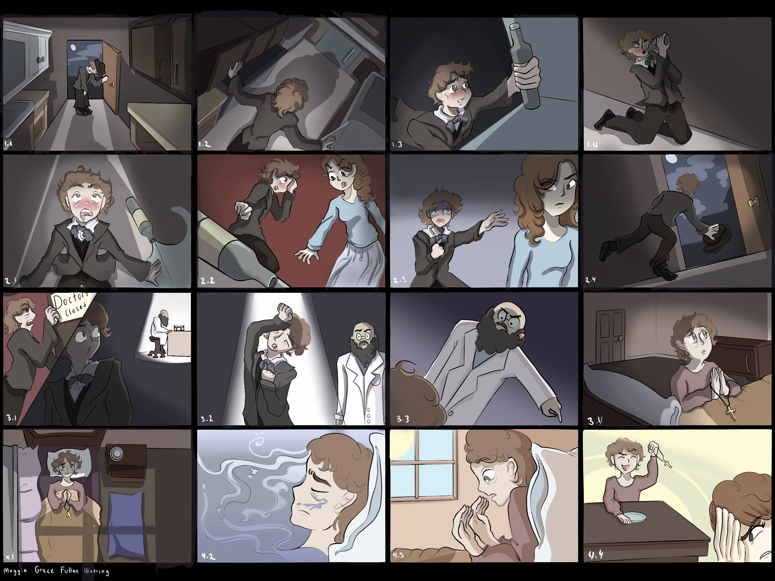 Storyboard of based on Anton Chekhov's short story "An Inadvertence”
Procreate, 2023