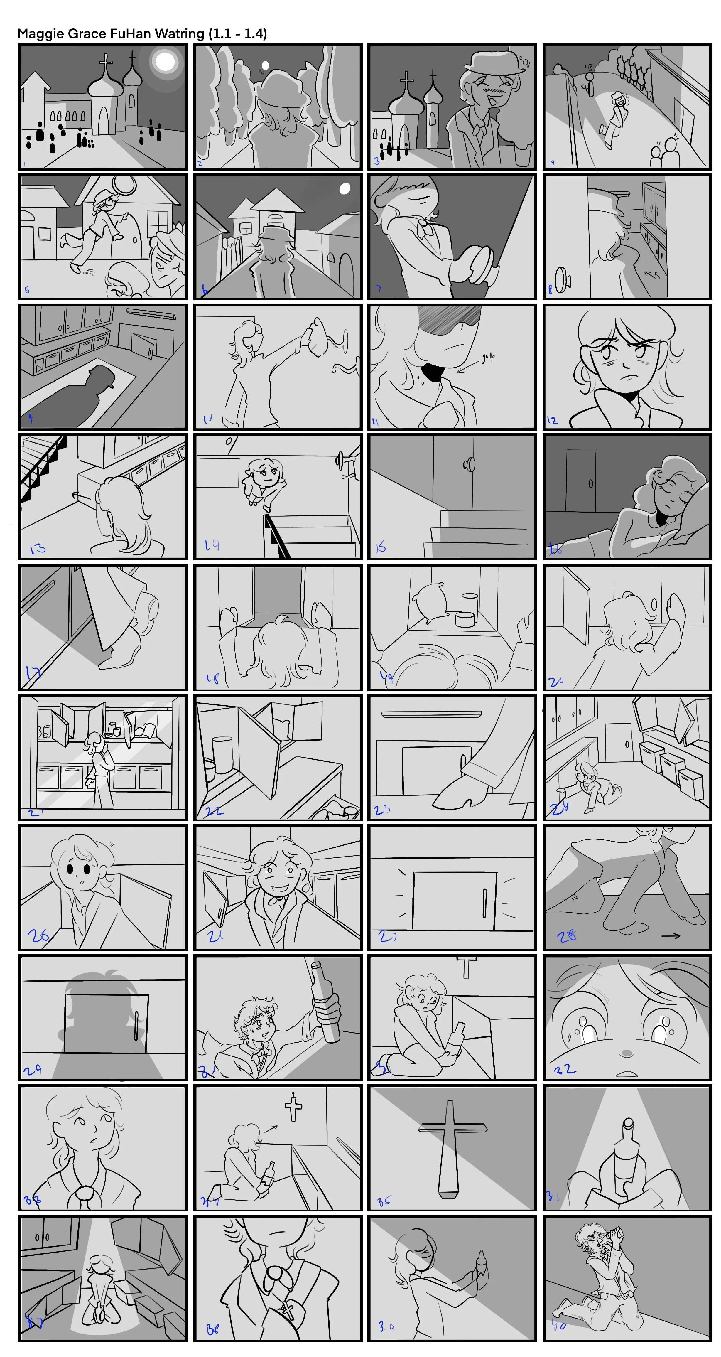 Storyboard of based on Anton Chekhov's short story "An Inadvertence”
Procreate, 2023