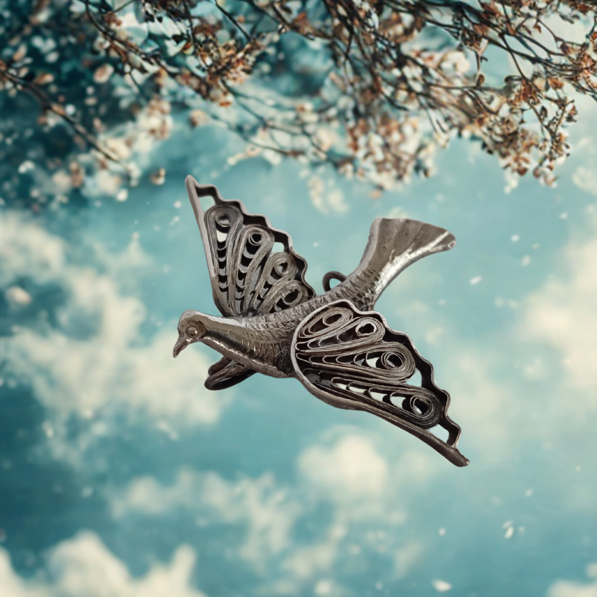 Broche La Colombe Précieuse –  Argent Massif