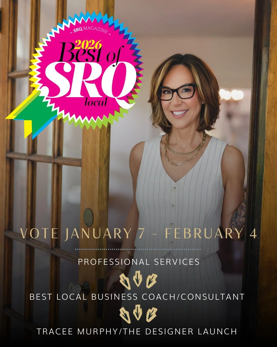 So honored to share that I&rsquo;ve been nominated by SRQ Magazine for their annual Best of SRQ Awards in two categories, and I'd appreciate your vote! 🖤 

☑️ Professional Services &ndash; Best Local Business Coach/Consultant (Tracee Murphy)
☑️ Home