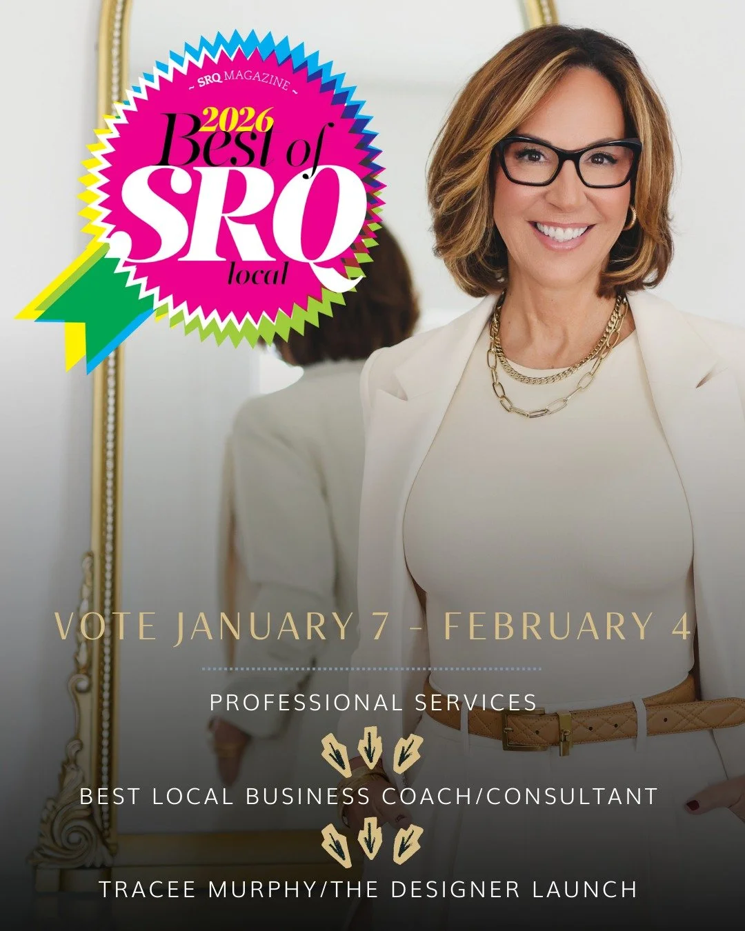 I'm so honored to be nominated by SRQ Magazine for their annual Best of SRQ Awards in two categories, and I'd appreciate your vote! 

☑️ Professional Services &ndash; Best Local Business Coach/Consultant (Tracee Murphy)
☑️ Home Design + Services &nda