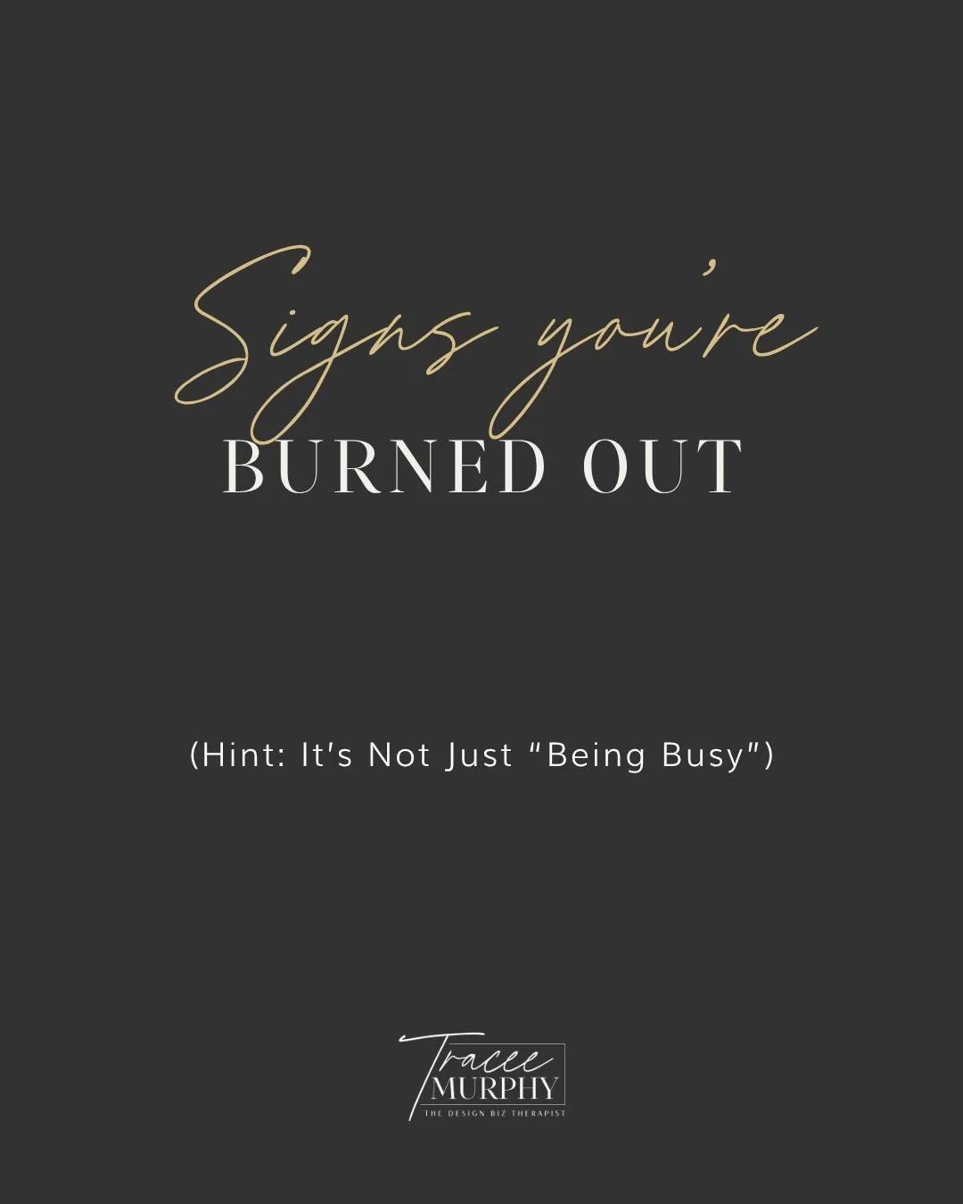 Burnout doesn&rsquo;t always look like burnout.

Sometimes it looks like:
&bull;	Things taking longer than they should
&bull;	Getting annoyed more easily
&bull;	Watching the clock for the day to end
&bull;	Just not feeling like yourself at work anymo