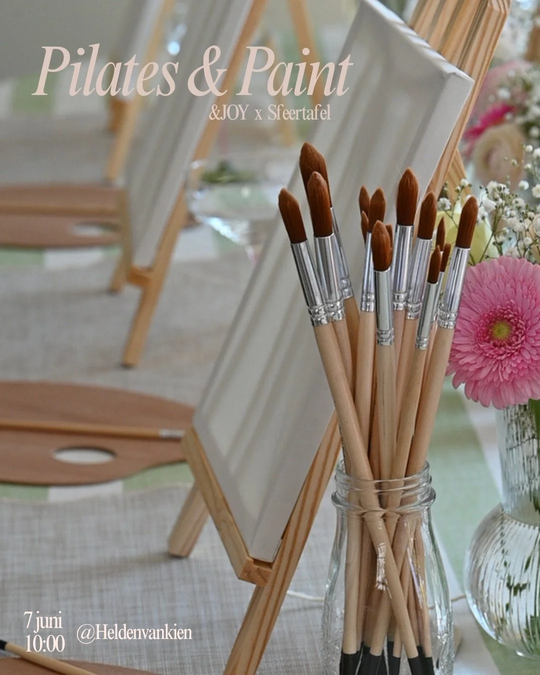 Pilates &amp; Paint &ndash; 7 juni 🎨

Samen met Isa Hagen van Sfeertafel organiseer ik een super leuk event bij De Helden van Kien!

We starten met een fijne Pilates les (hopelijk lekker in het zonnetje ☀️), waarna je creatief aan de slag gaat met s