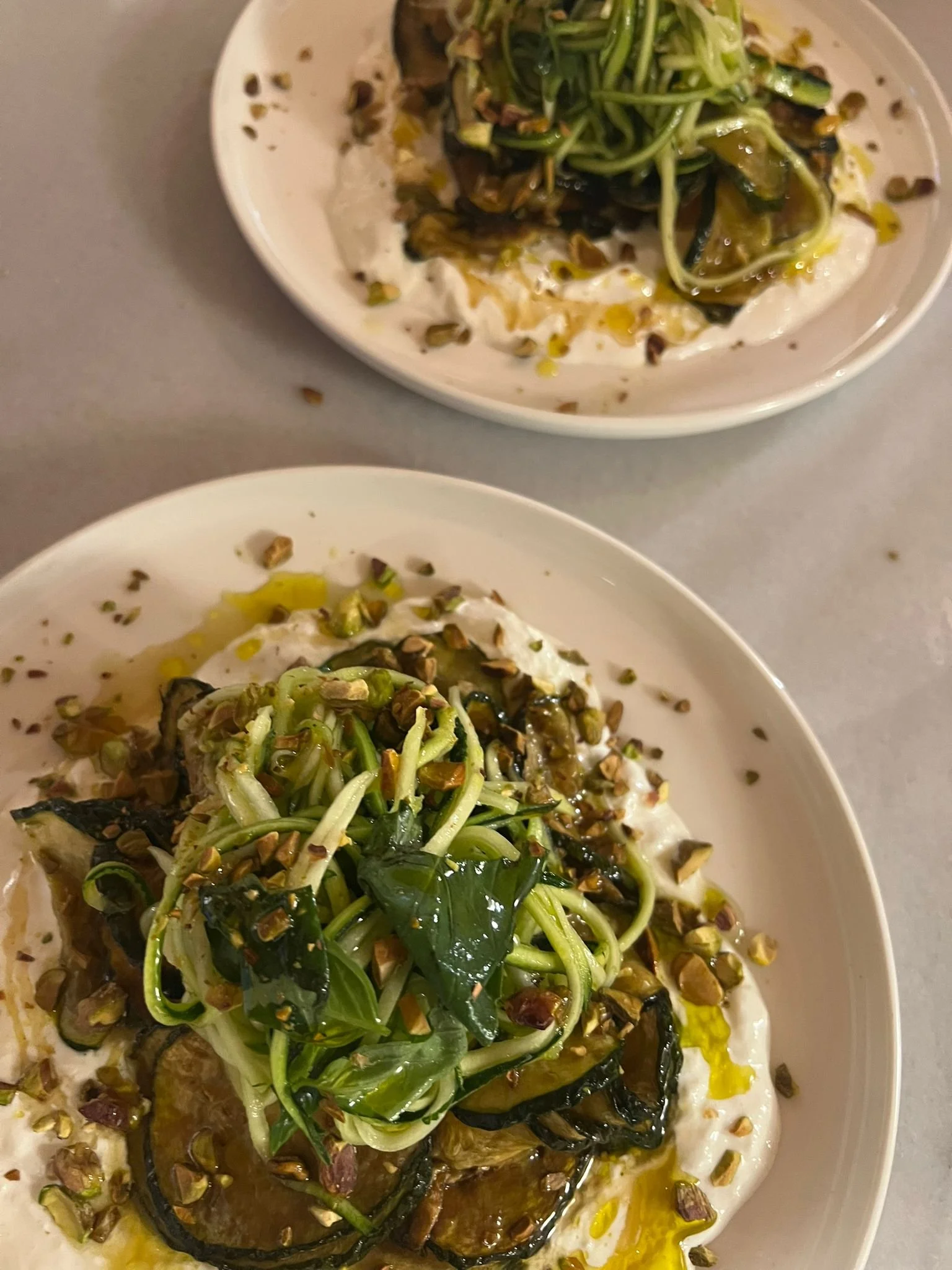 Stracciatella with Courgette, Pistachio, Basil &amp; Honey