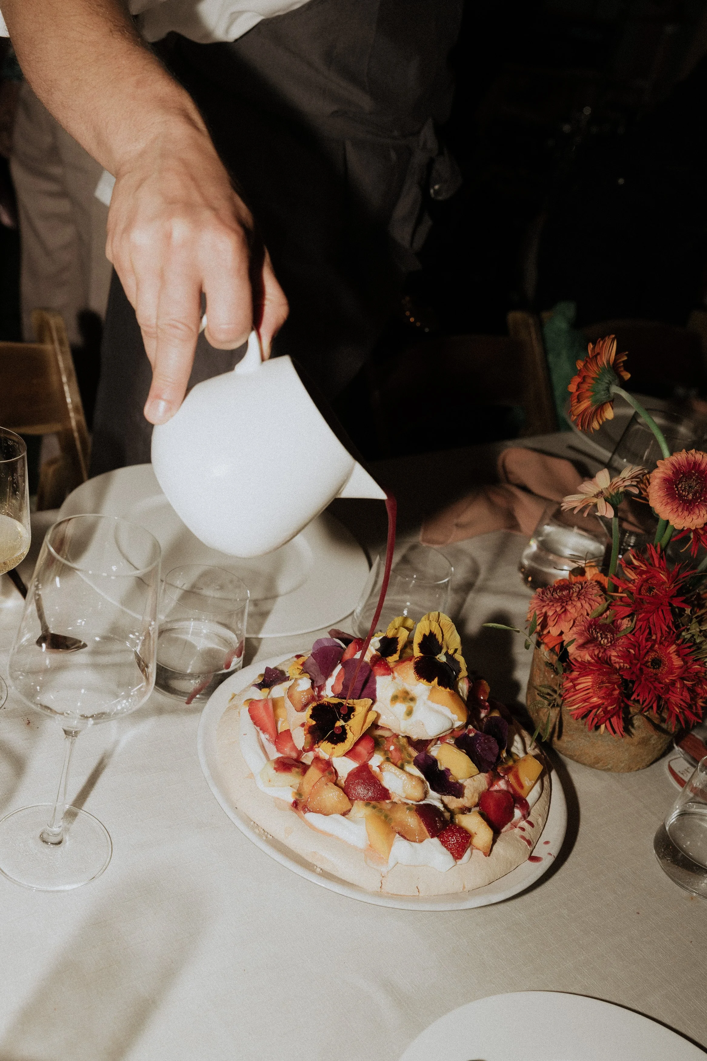 Elderflower Pavlova with Red Fruits and Flowers