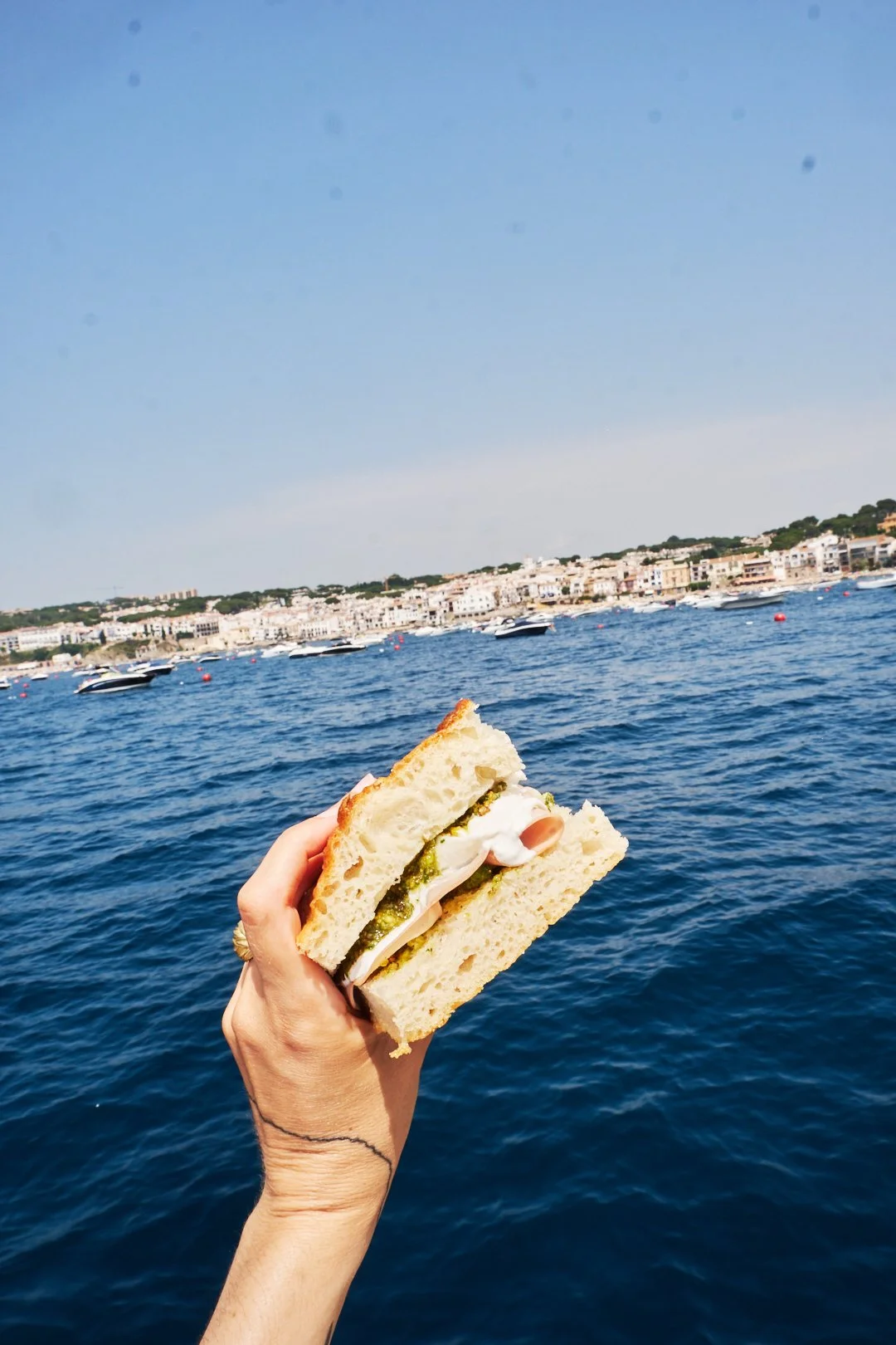 Is this the best sandwich in the world? Mortadella, burrata &amp; pistachio pesto schiacciata