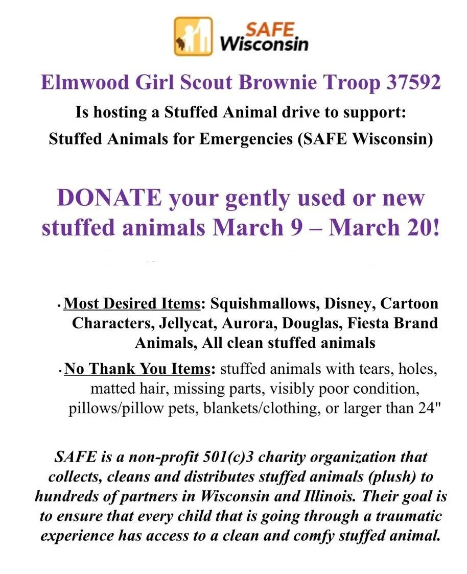 We're collecting gently used or new stuffed animals from now until March 20th!