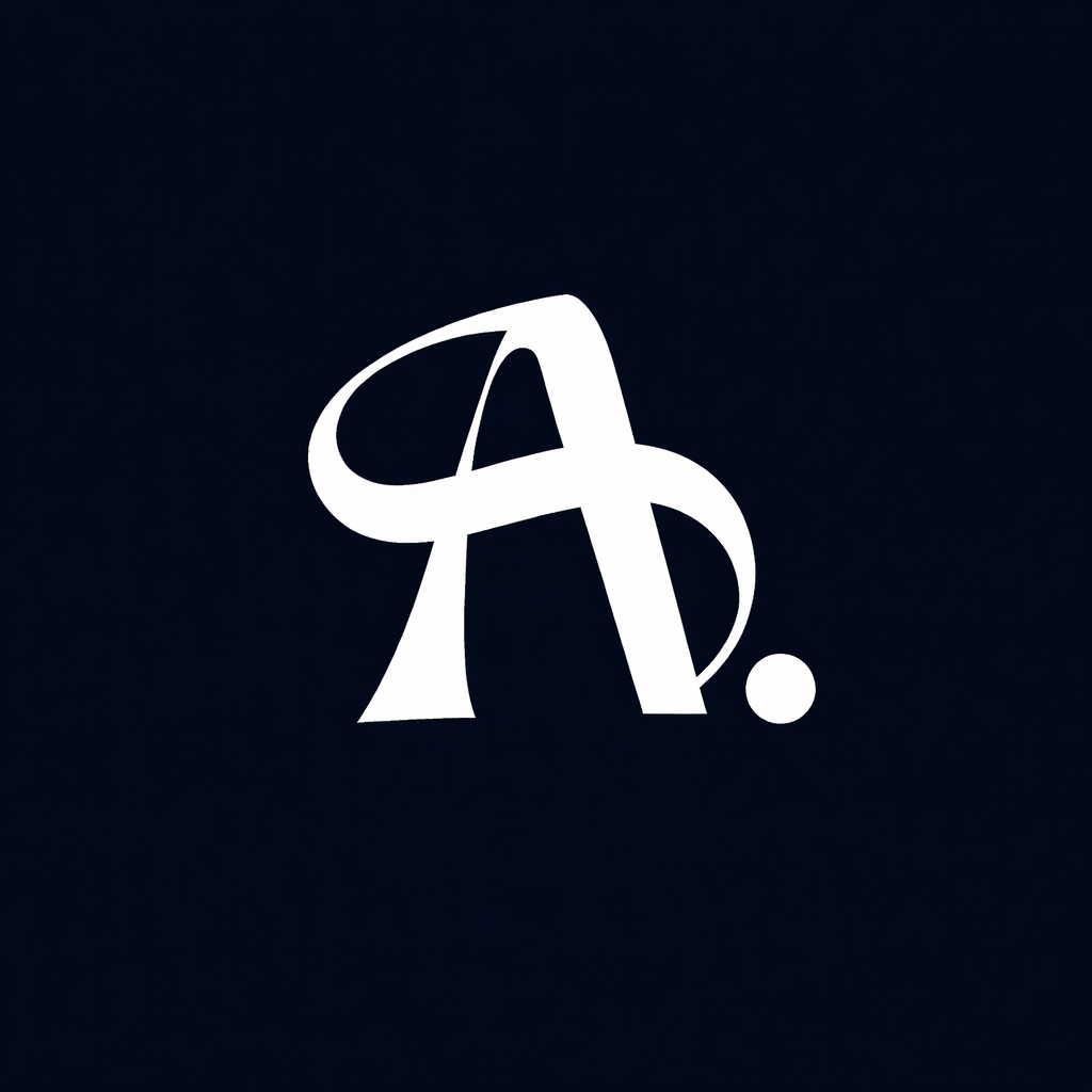 Logo blanc avec les lettres 'A' stylisées sur un fond noir.