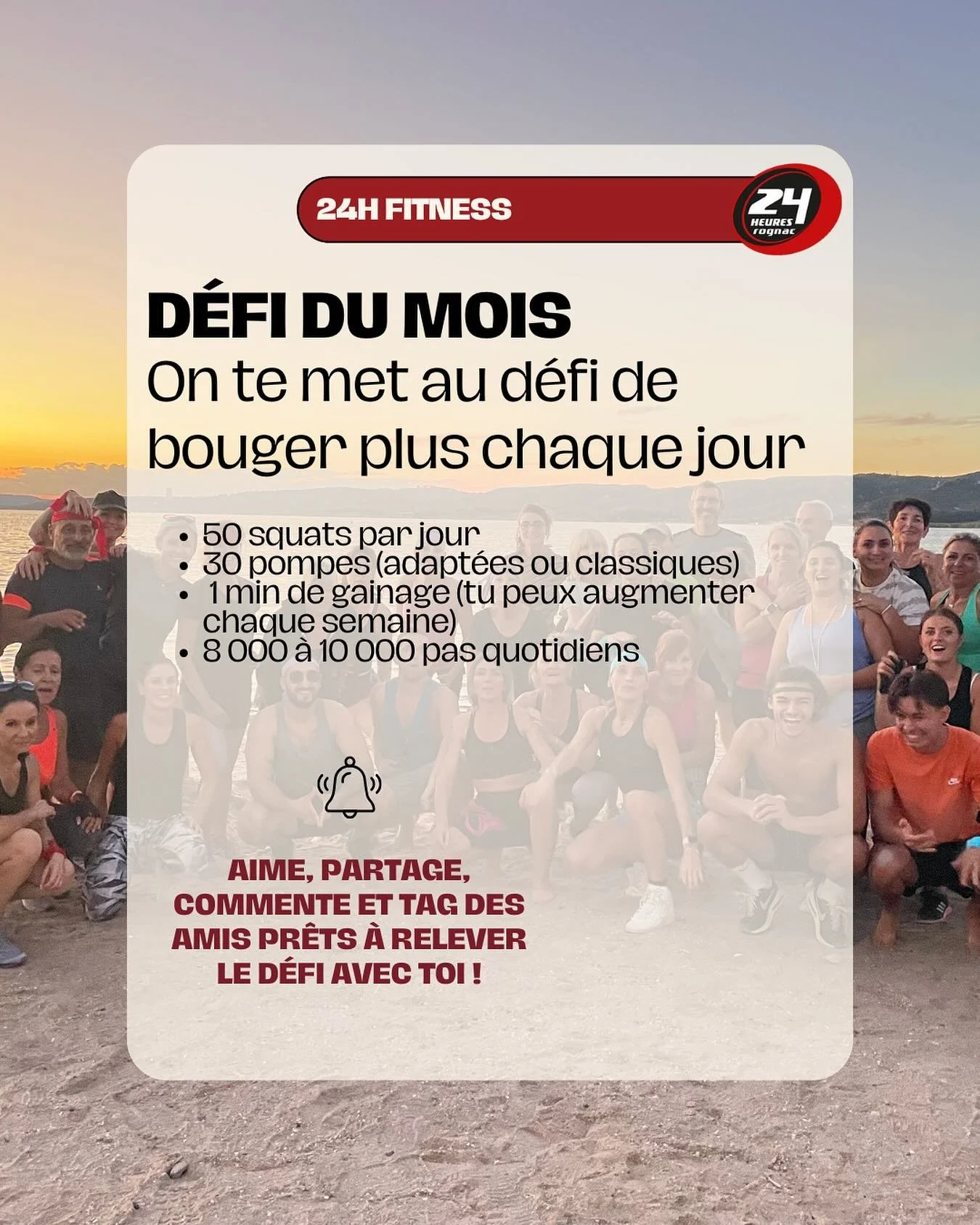 🔥 D&eacute;fis du mois chez 24h Fitness 🔥
Qui a dit que souffrir un peu ne pouvait pas &ecirc;tre fun ? 😅 Ce mois-ci, on te lance des challenges sportifs pour te d&eacute;passer, transpirer&hellip; et peut-&ecirc;tre m&ecirc;me aimer &ccedil;a (ou