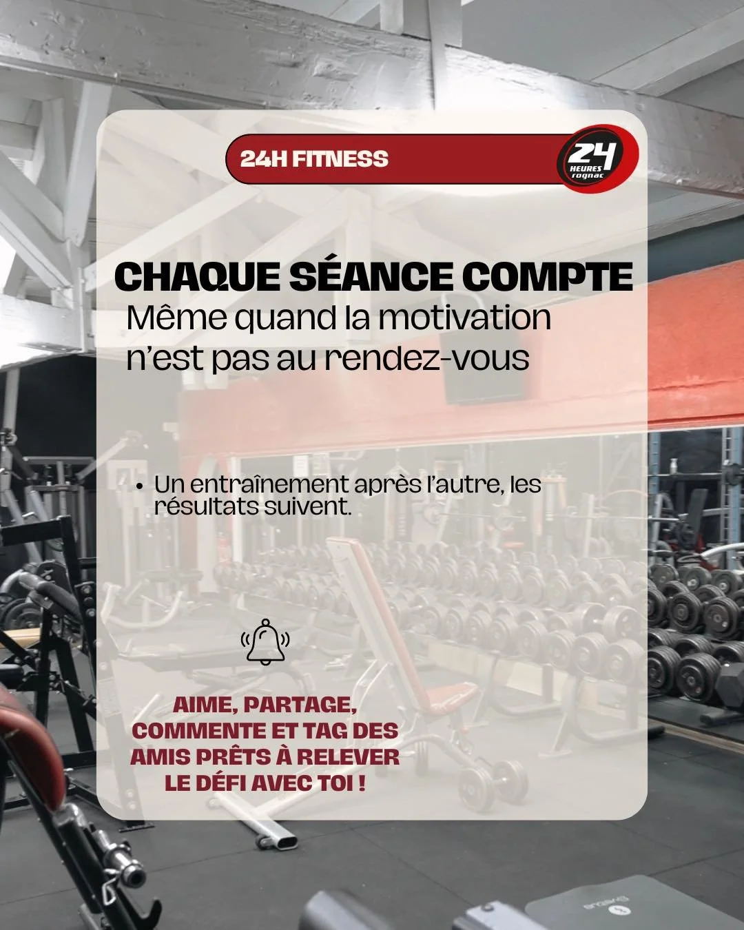 Chaque s&eacute;ance compte.
M&ecirc;me celles o&ugrave; la motivation n&rsquo;est pas au rendez-vous.

Pas besoin d&rsquo;&ecirc;tre &agrave; 100 % tous les jours.
Parfois, venir s&rsquo;entra&icirc;ner, faire ce que tu peux et repartir,
c&rsquo;est