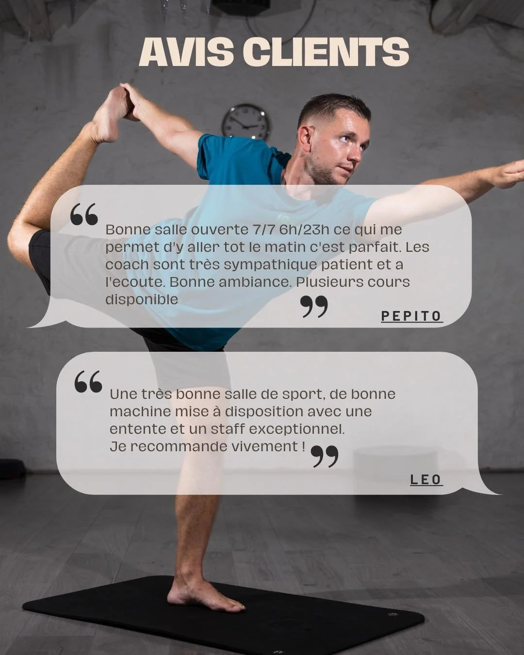 Votre avis compte 💬
Vous vous entra&icirc;nez chez nous,
vous progressez, vous transpirez&hellip;

👉 Dites-le aussi en quelques mots !
Votre avis aide la salle &agrave; grandir
et motive toute l&rsquo;&eacute;quipe 💪

⭐️⭐️⭐️⭐️⭐️
Merci pour votre s