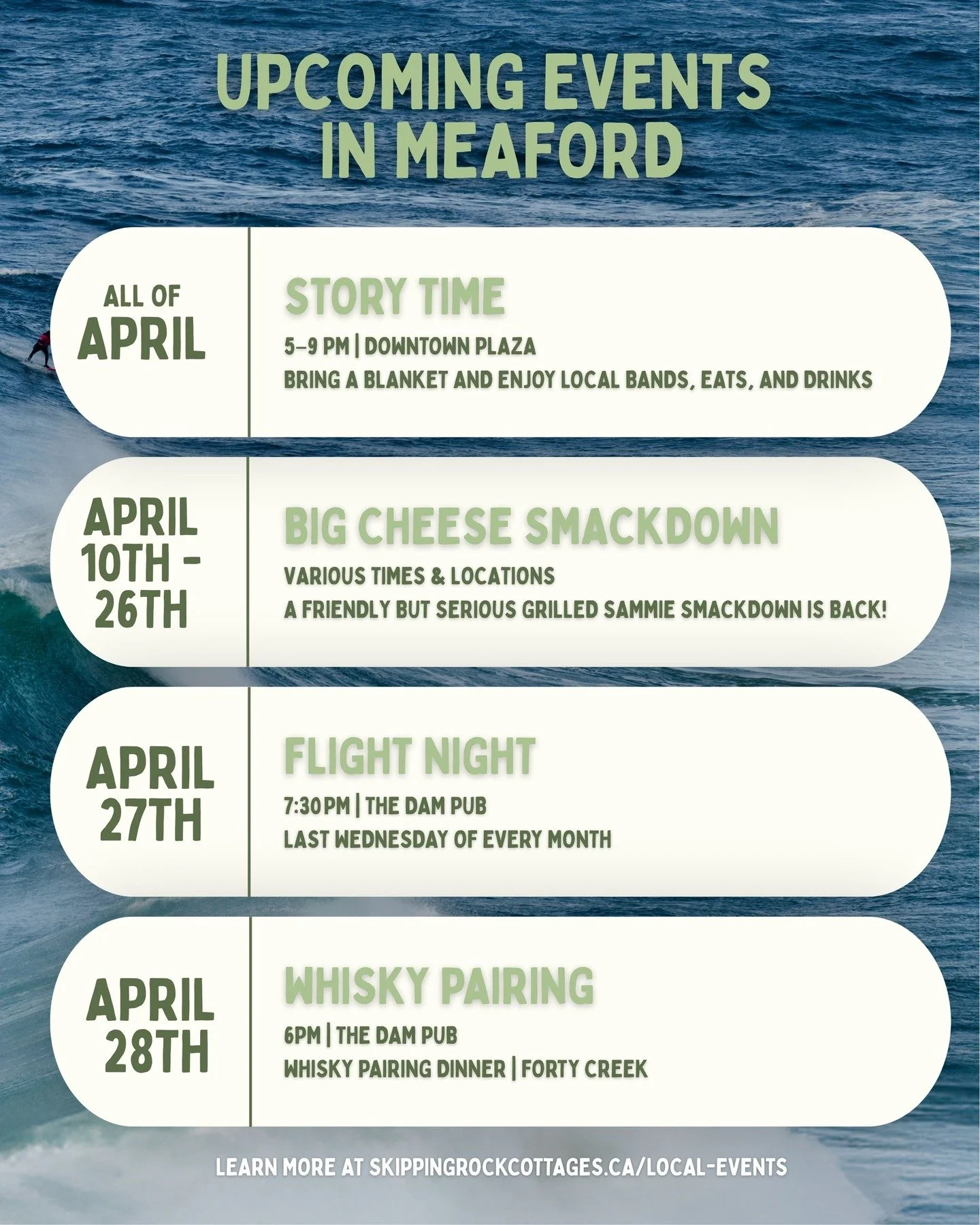 April isn&rsquo;t over yet&hellip; and #Meaford, Ontario is full of reasons to plan a last-minute escape 🌿

If you&rsquo;re staying with us (or thinking about it), here&rsquo;s what&rsquo;s happening around town to wrap up the month.

✨ Story Time (