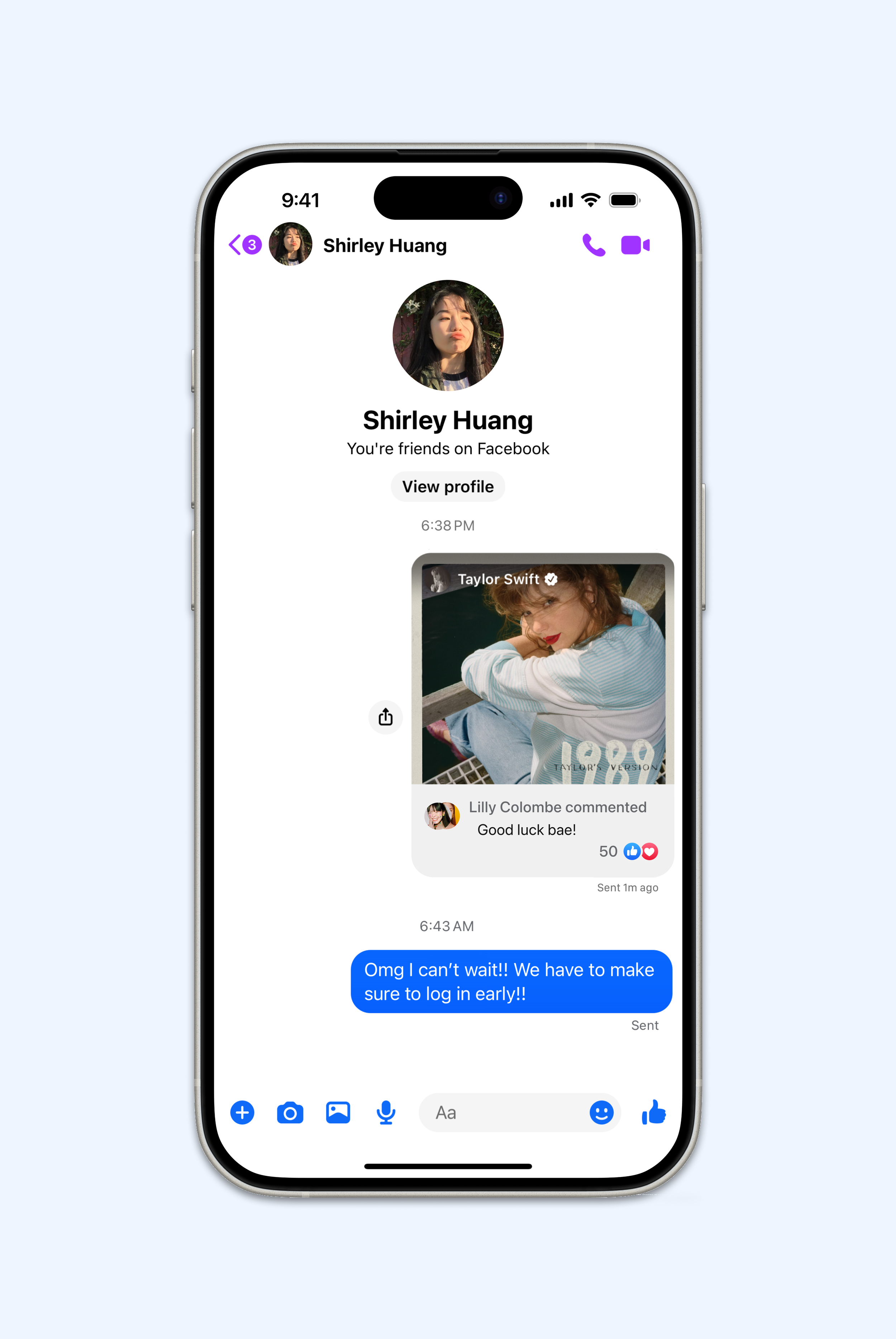 Comment shared to Messenger