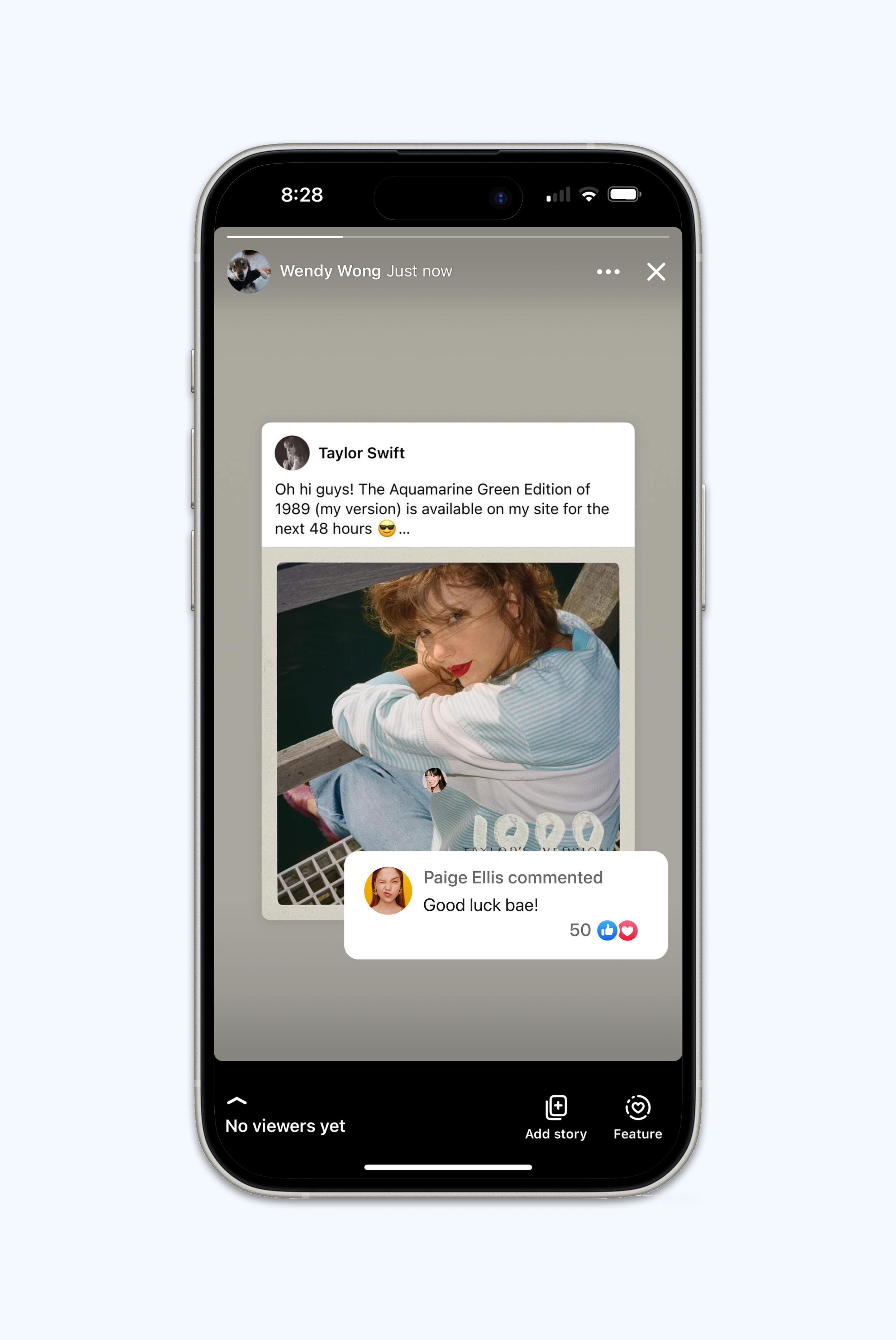Comment share to story