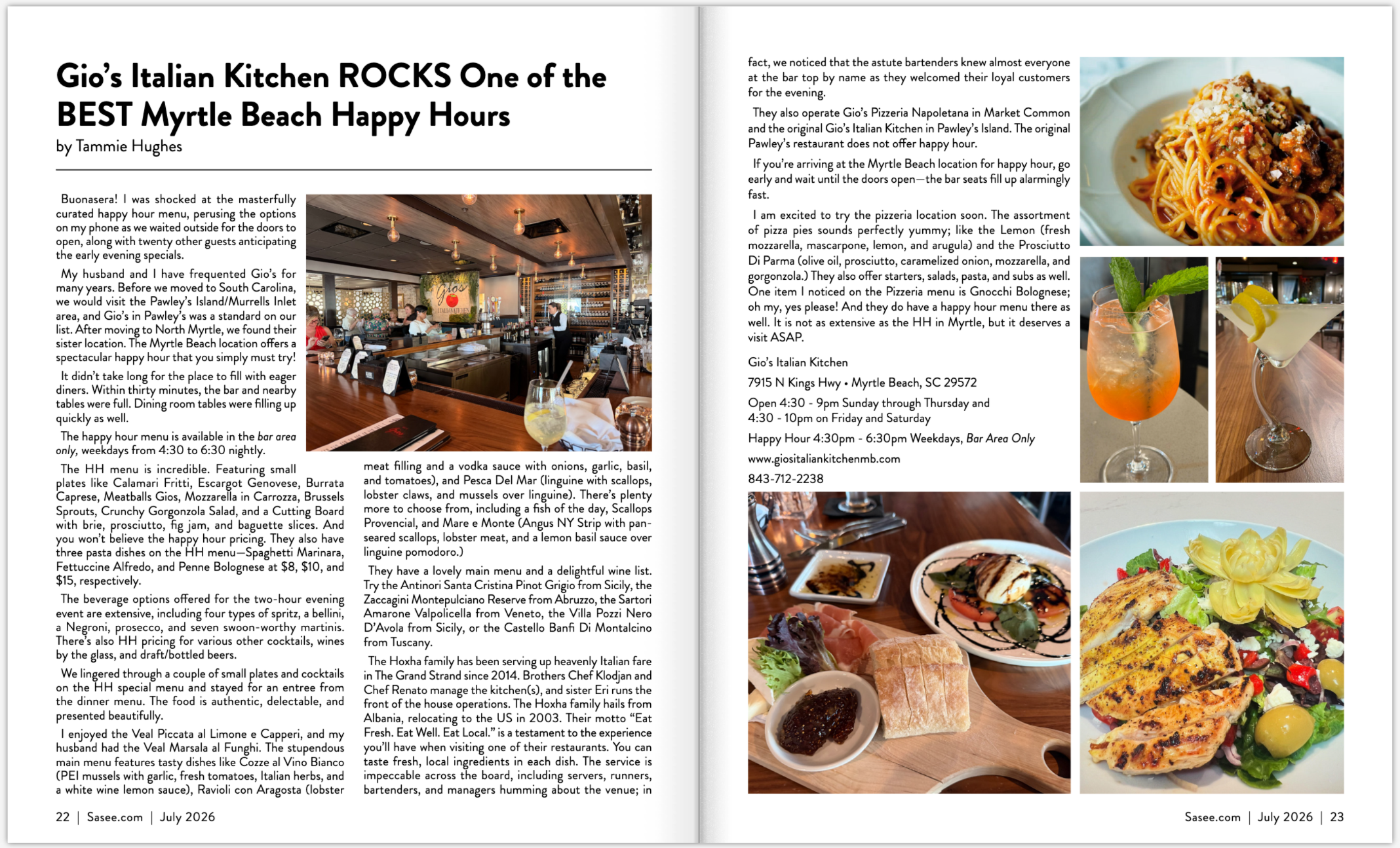 Gio’s Italian Kitchen ROCKS One of the BEST Myrtle Beach Happy Hours-Live Like a Local