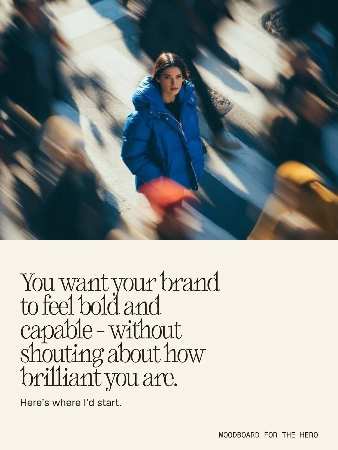 What does confidence actually look like?

Not louder. Not more aggressive. Not slapping red on everything and calling it powerful.

For The Hero archetype, I wanted confidence to feel more like certainty - strong, capable, energetic and completely co