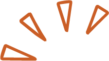 Simple graphic of orange geometric shapes arranged in a semi-circle.