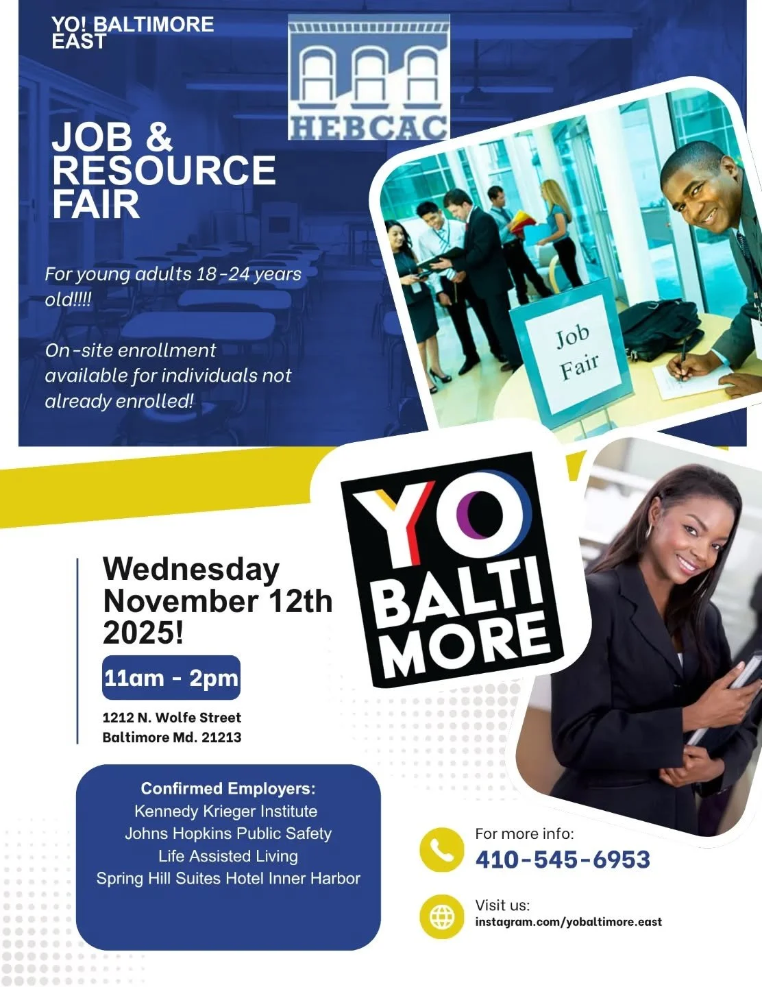 November 12th! Stop by between 11am-2pm to meet employers. This event is for 18-24 year olds. Bring your resume! If you would like assistance with your resume, you can enroll Mon-Thurs and our Job Developer can get you job ready. Energy assistance an