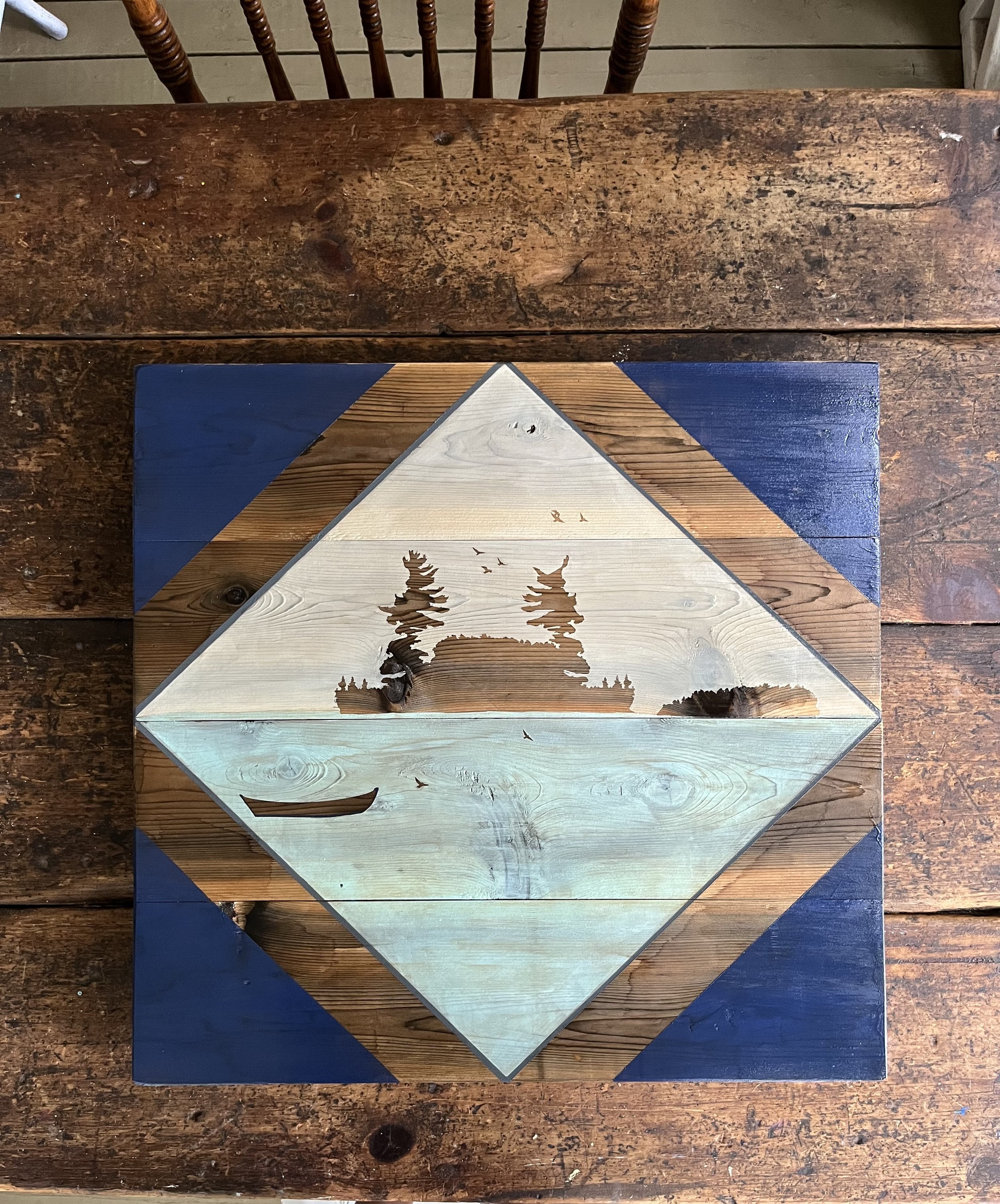 SOLD
Each wall quilt is one of a kind and painted by hand here on the island.
