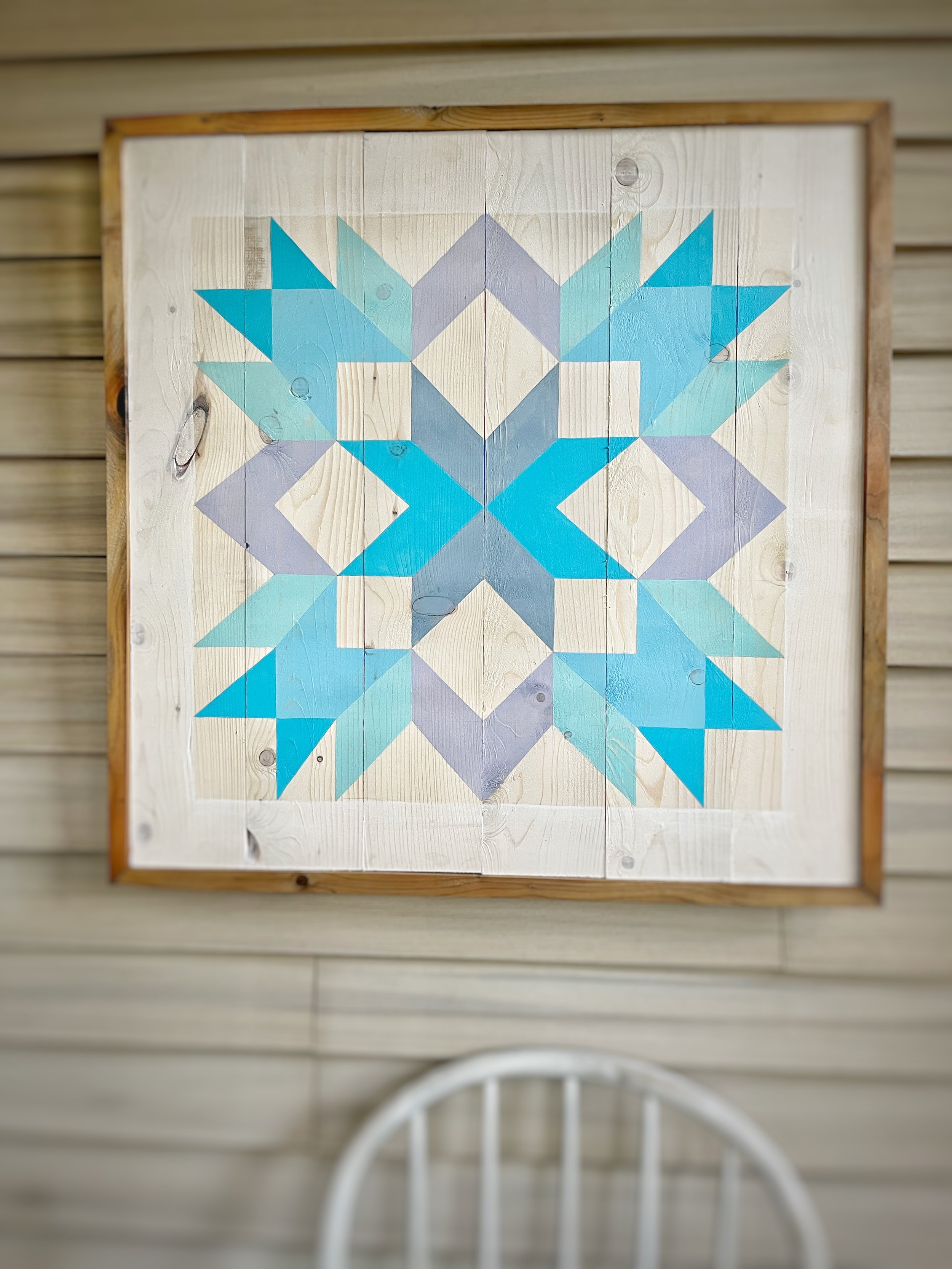 SOLD
Each wall quilt is one of a kind and painted by hand here on the island.