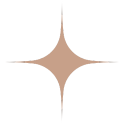 A beige four-pointed star shape with a thin elongated point at the top, set against a black background.