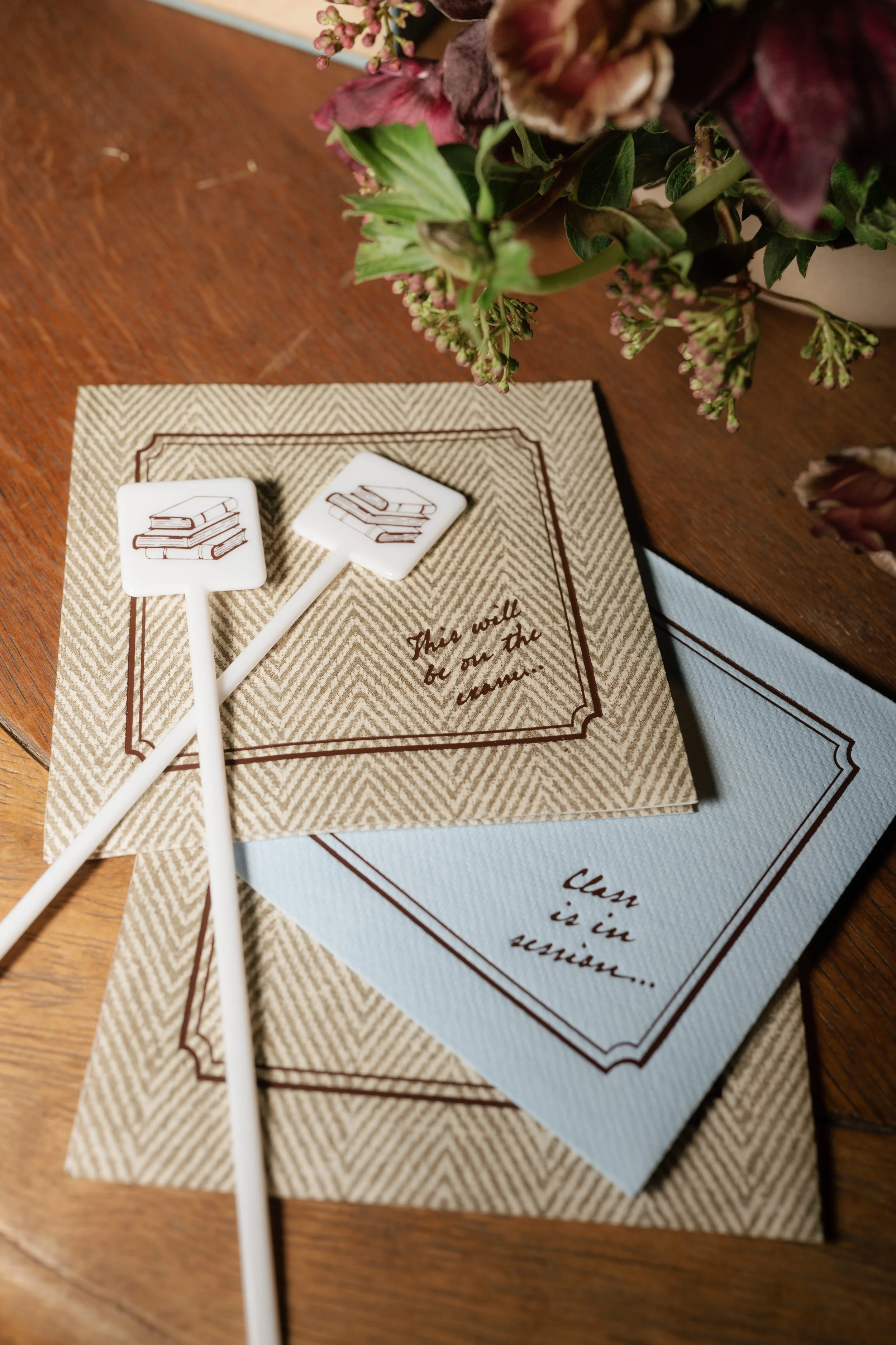 luxury napkins and drink stirrers for day of paper