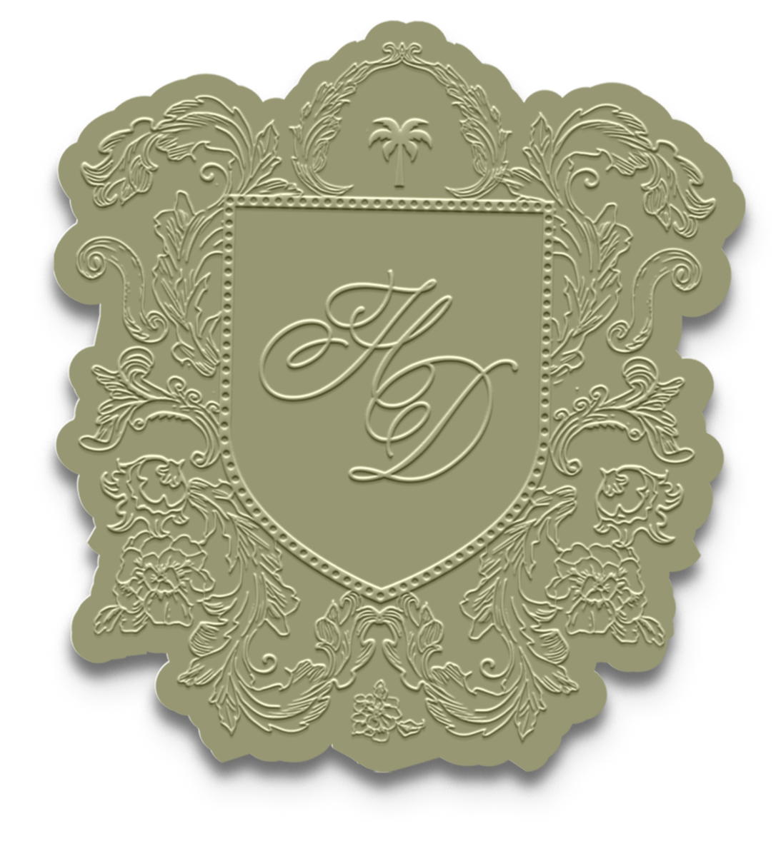 custom crest used in a luxury invitation suite at mar-a-lago wedding