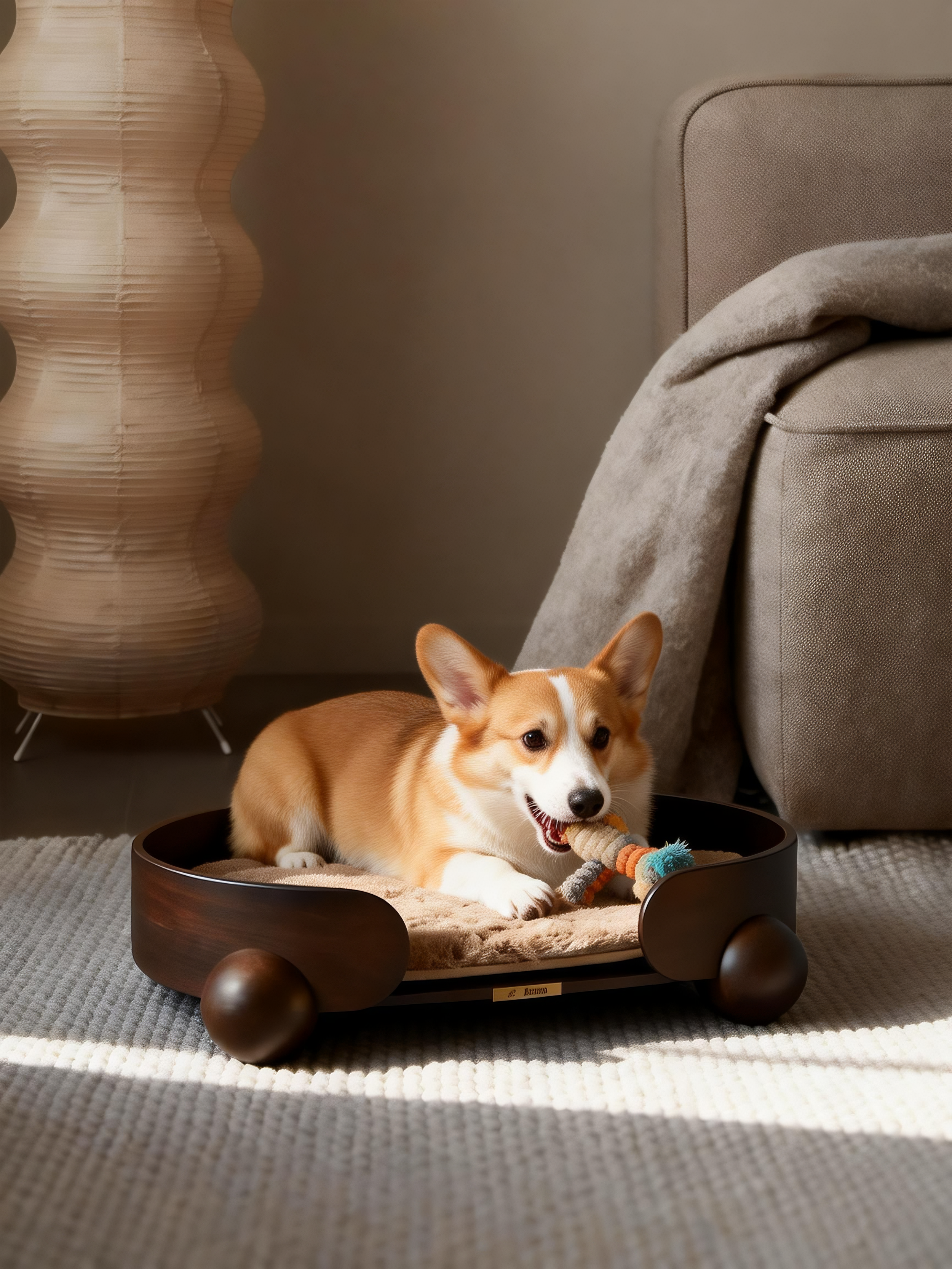 jimeng-2025-12-18-9693-让一只柯基犬在狗窝里面咬着玩具.png