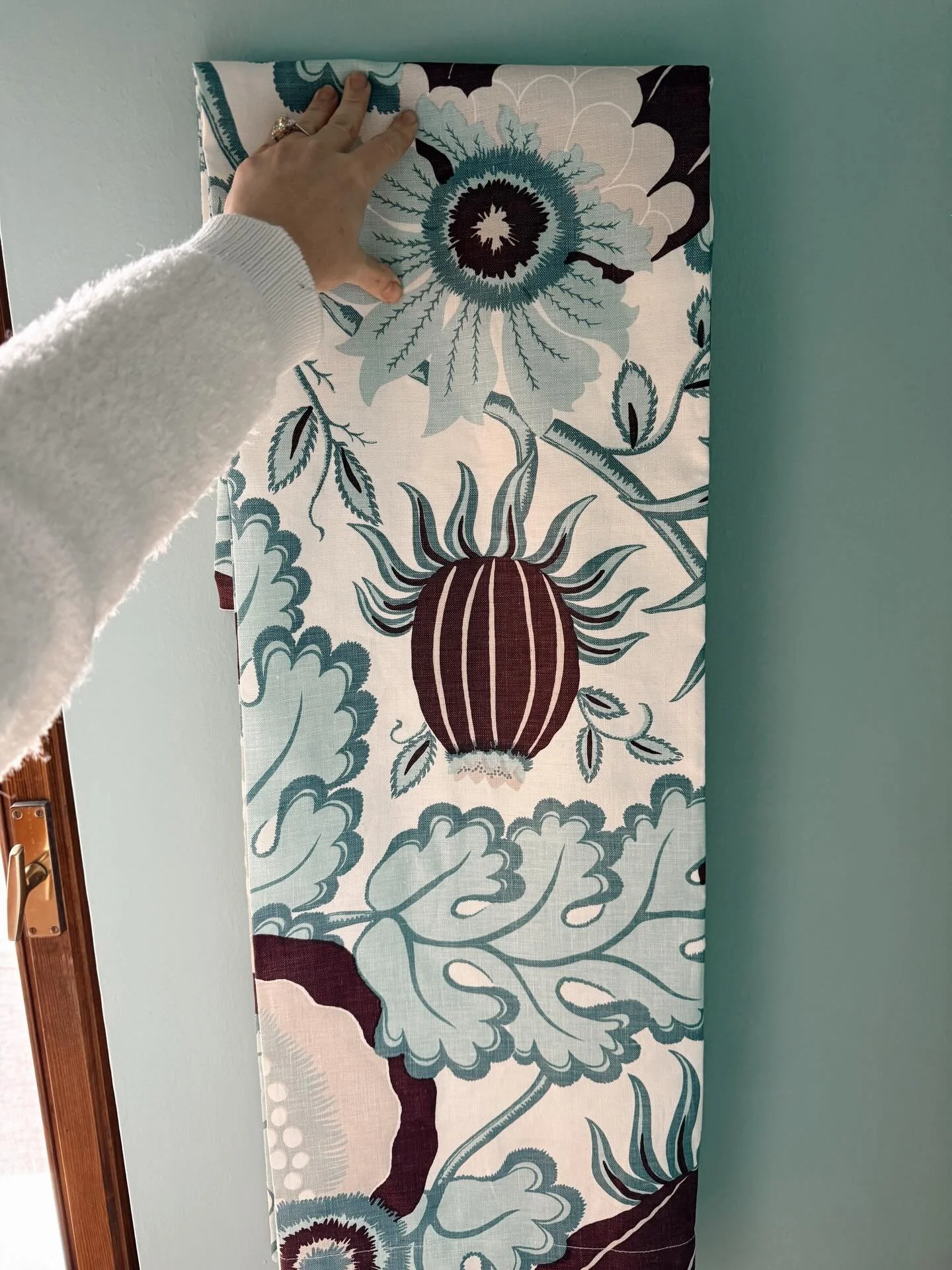 Setting the scene in the Dolomites, where this guest bedroom is beginning to take shape! Both guest bedrooms will feature this Christopher Farr drapery, one of my all-time favorites, in different colorways. The other fabrics in this room will play up