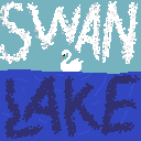 Text reading 'SWAN 2 LAKE' in stylized font, with a snowy, wintery background.