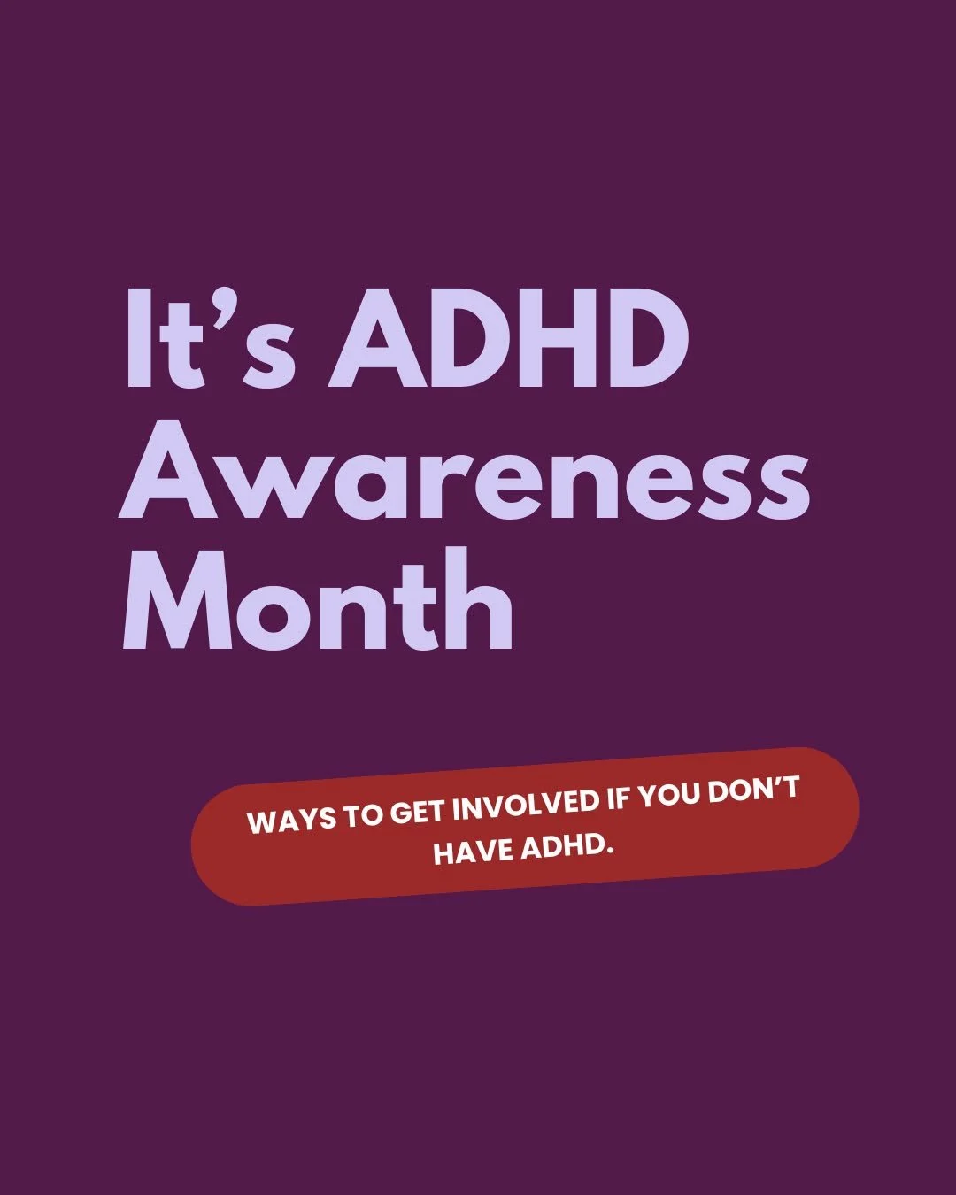 October is ADHD Awareness Month! 🎃

If you don't have ADHD but you're wondering how you can get involved, here's some simple ways to get involved and show your support. 

I firmly believe by having everyday conversations and listening to someone's e