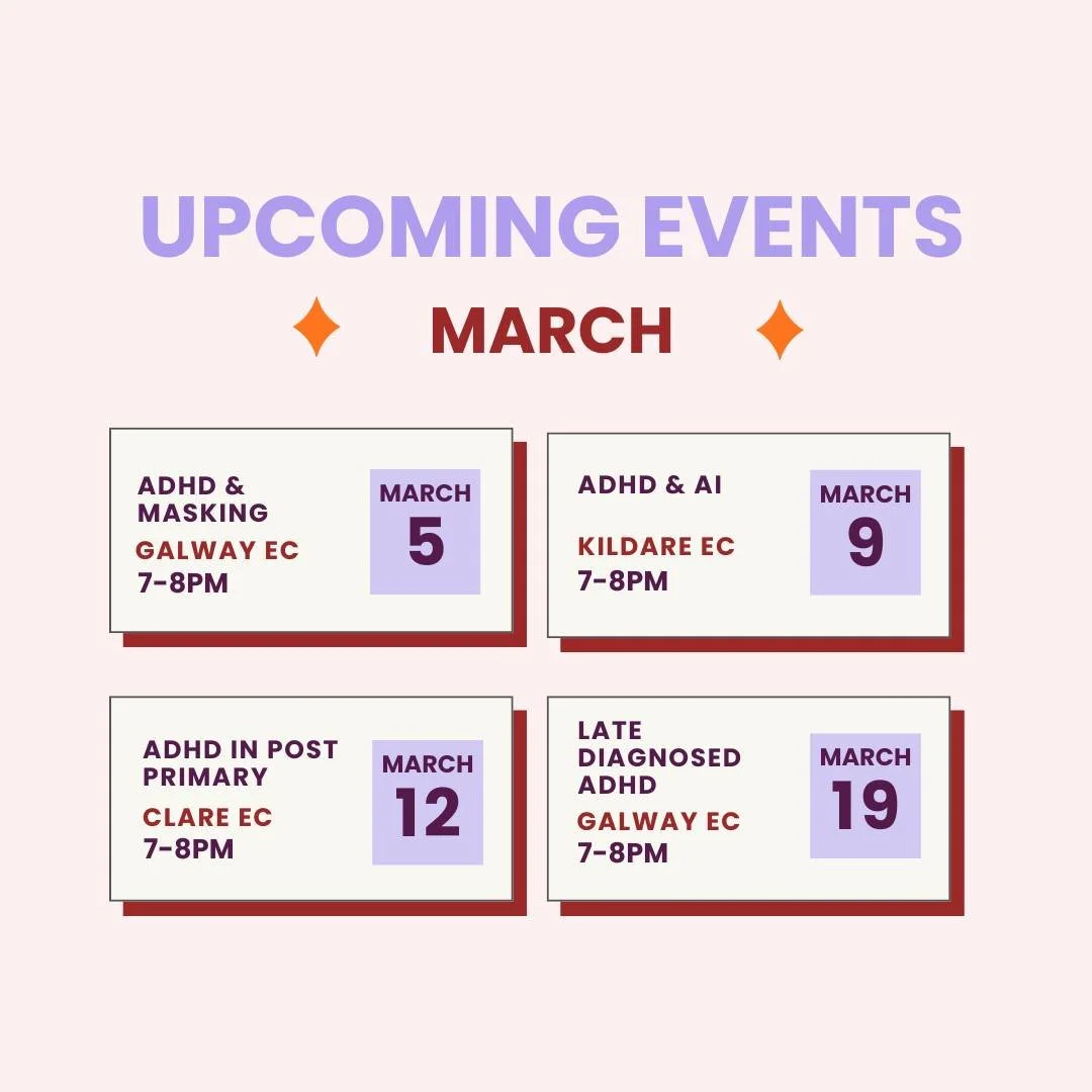 Upcoming CPD events for the month ahead! Some great CPD sessions coming up this month that are very specific! Particularly late diagnosed ADHD - as we see more converations about ADHD we are seeing students getting diagnosed as late as 17 or 18 - so 