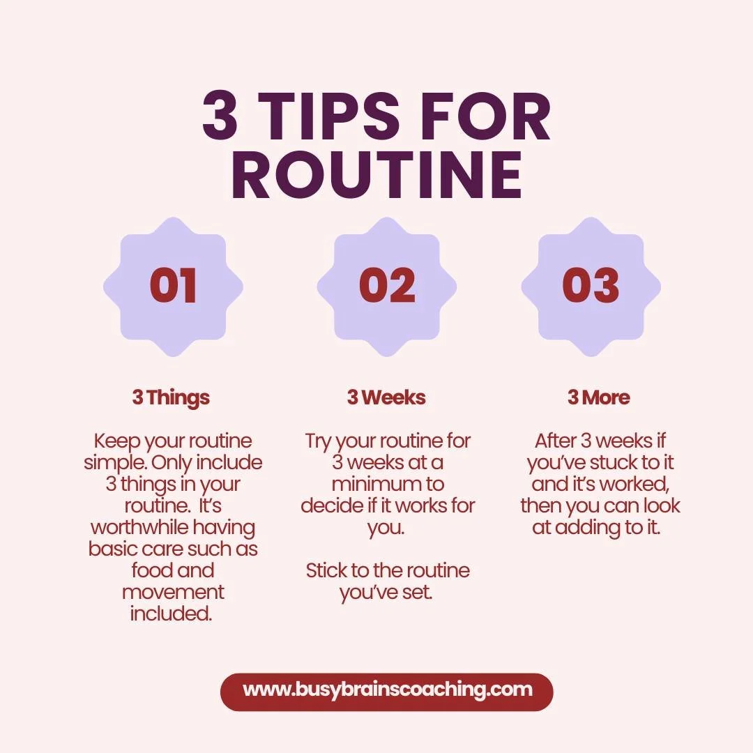 Creating routines can be hard if you have ADHD - we know its good for us and we thrive in routine but our brains get bored quickly! So here are some simple tips to help create routines that work, without causing overwhelm and getting bored. 

#ADHD #