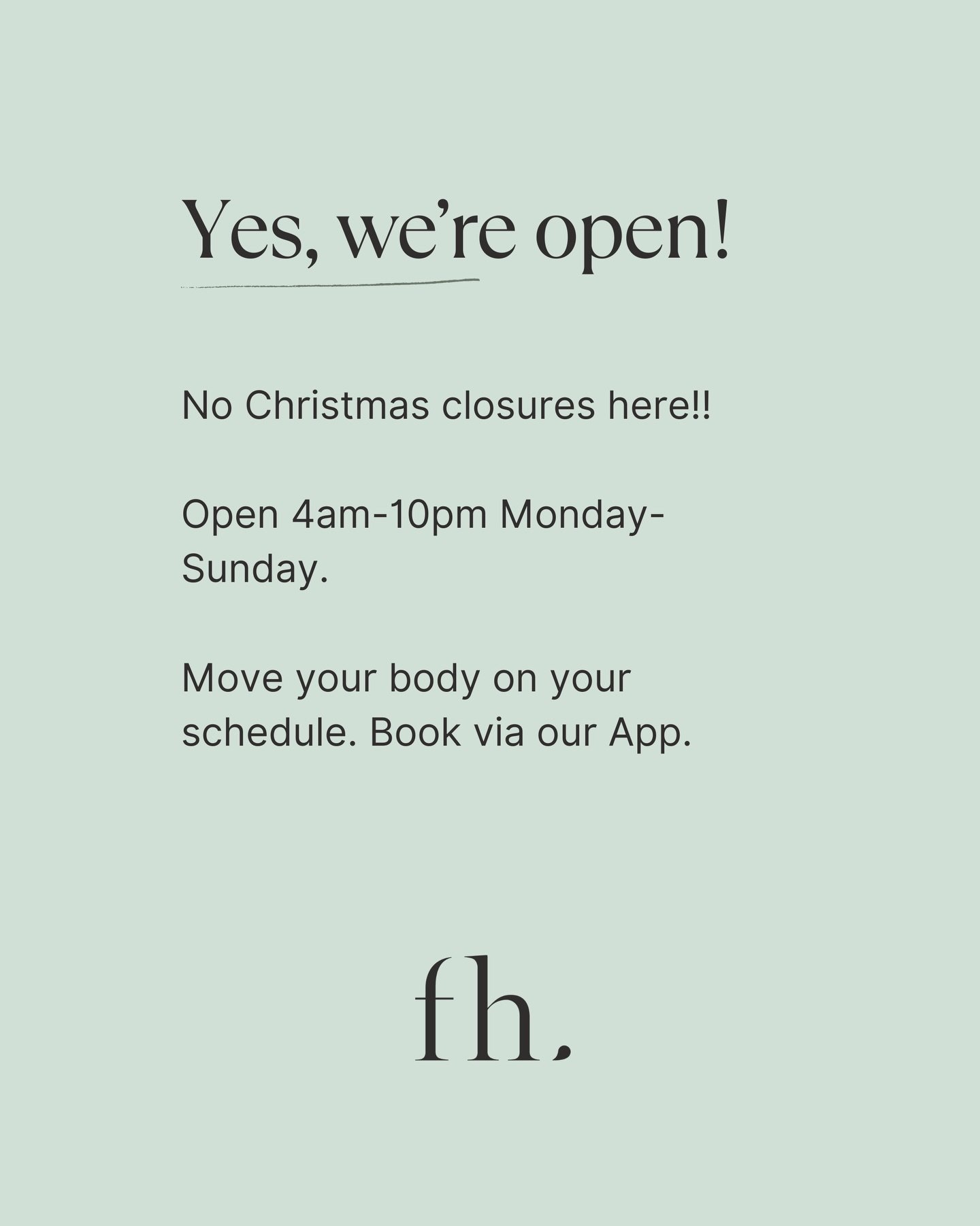 The Studio is open as normal over the next couple of weeks, including public holiday, open daily from 4 AM to 10 PM. Book in via our app which is available in the Google and Apple stores. Casual drop-in welcome.

Boxing Day sale live tomorrow!