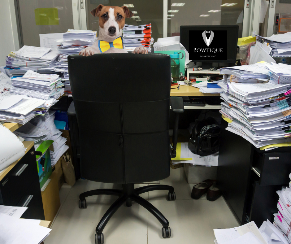 It’s the 21st, and while Rufus is buried in paperwork, you could be enjoying peace of mind! Don’t be like Rufus—hand over your Sales Tax to Bowtique Bookkeeping and relax!
No dogs were harmed in the making of this photo 😉🙃