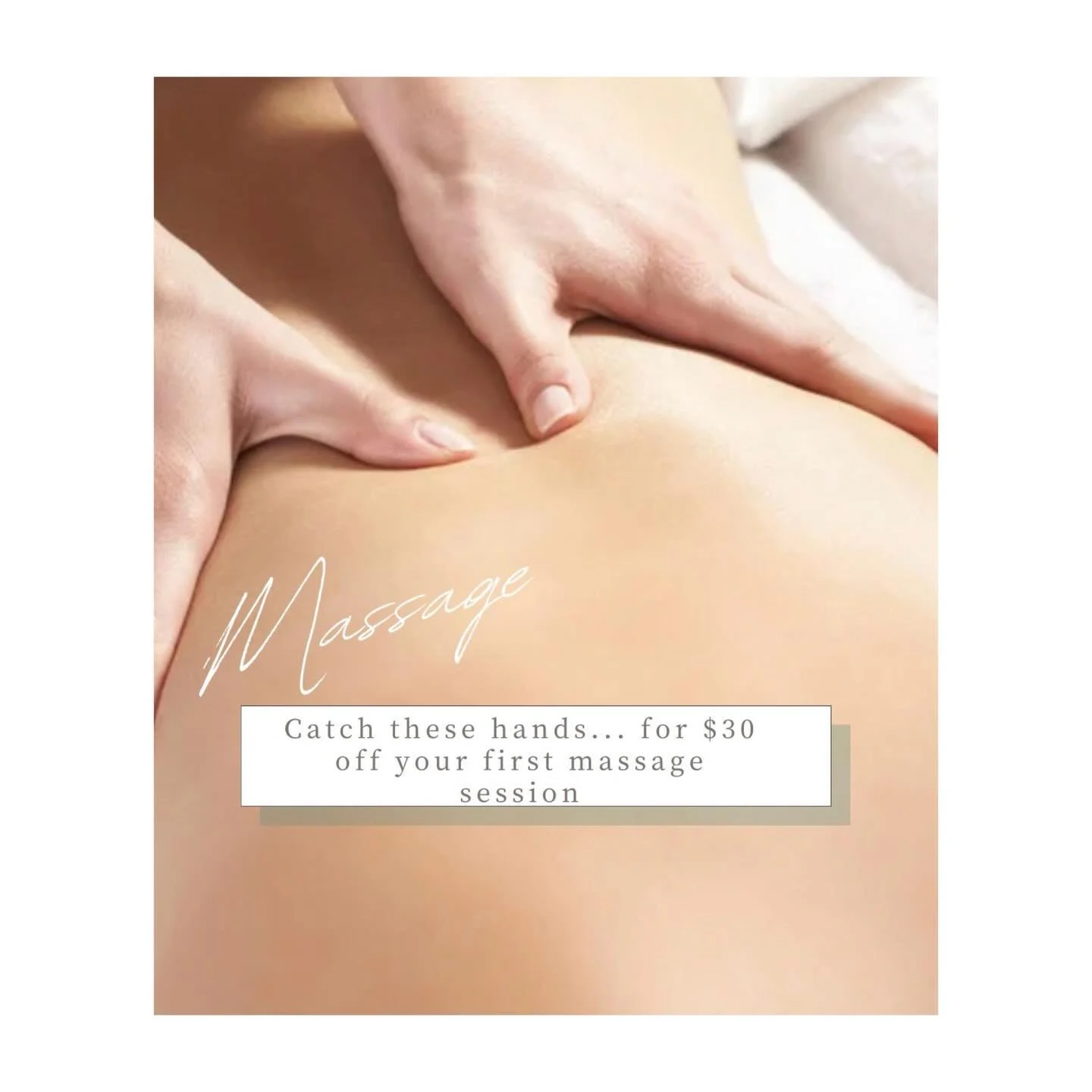 Say what!? Did we make you look?

Use code HANDSON30 when you book your first massage with Cindy. 

We get to the point around here. 

See you lovelies on the table!