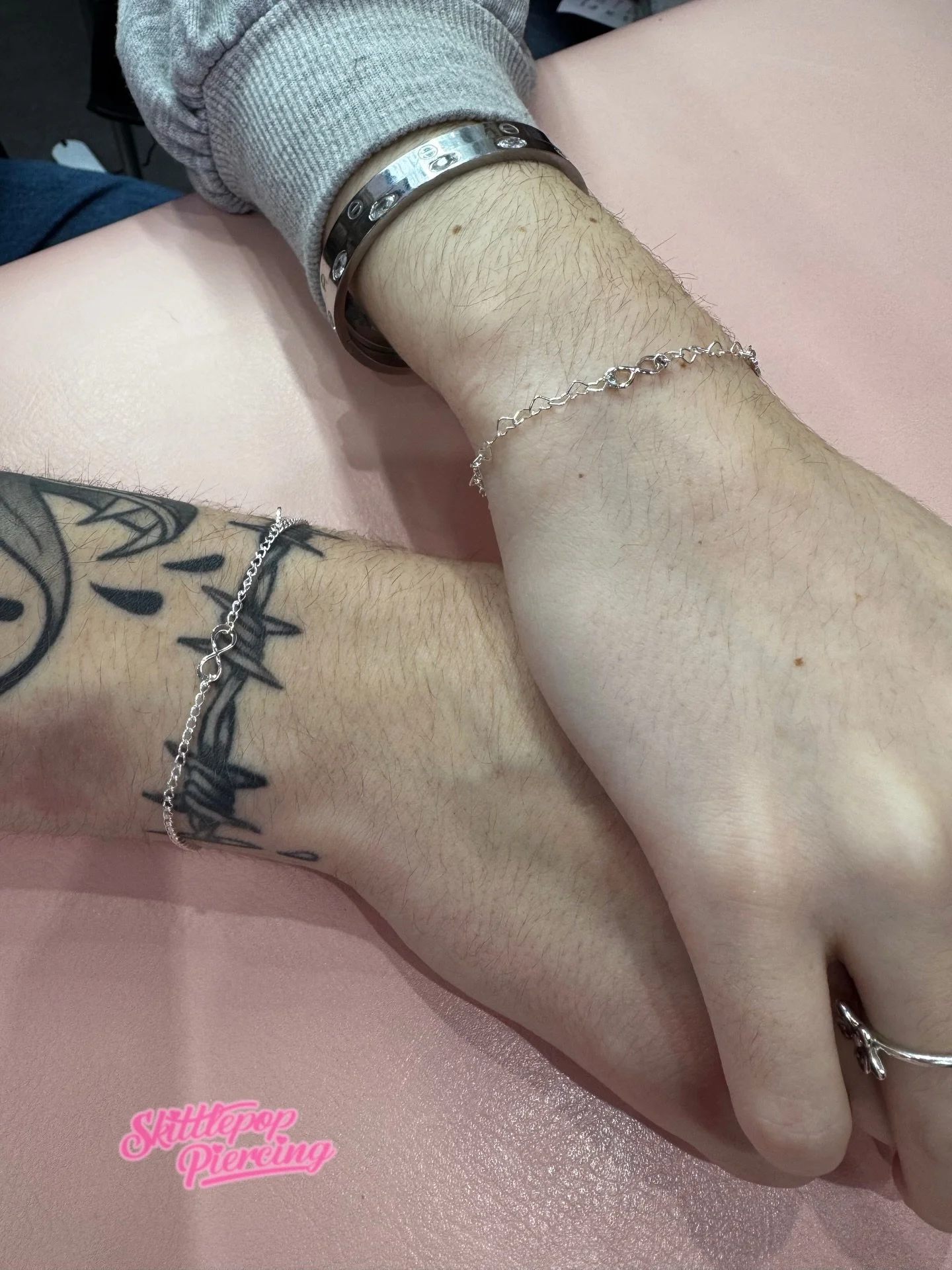 Matchy matchy. 

Perfect gift for your loved one. 
Thanks for booking @str3tch.thebarber 
Permanent welded jewellery made just for you. 

Drop me a message to book. 

I&rsquo;ve got two conventions coming up. 

@tattooteaparty manchster 28th and 29th