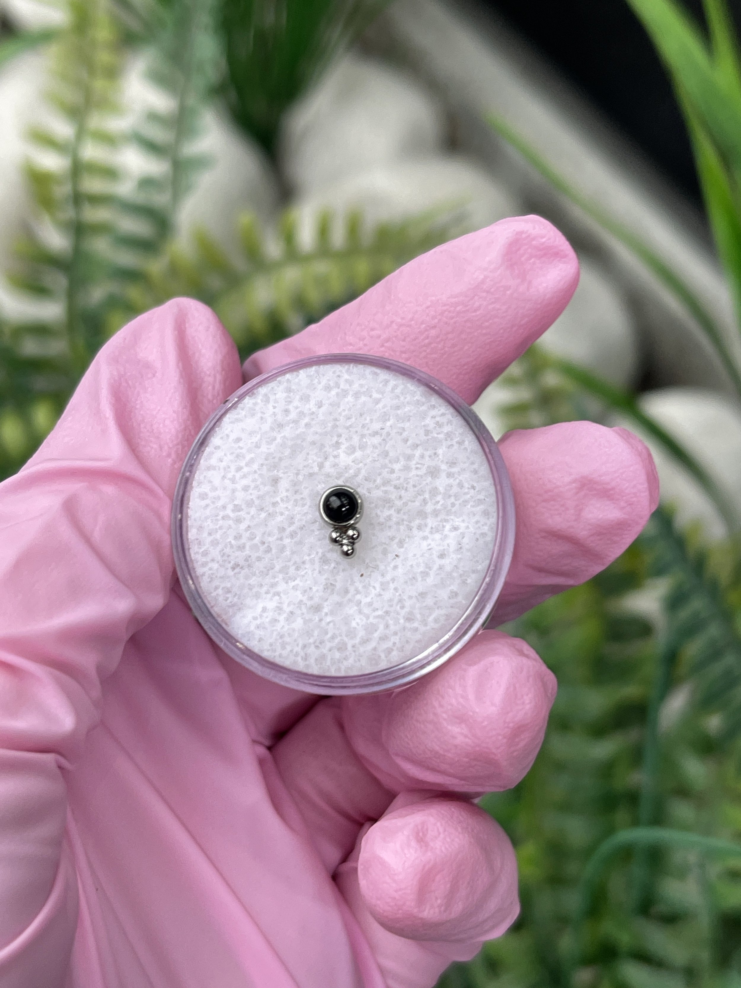 Black Onyx Bezel Set Tri Bead