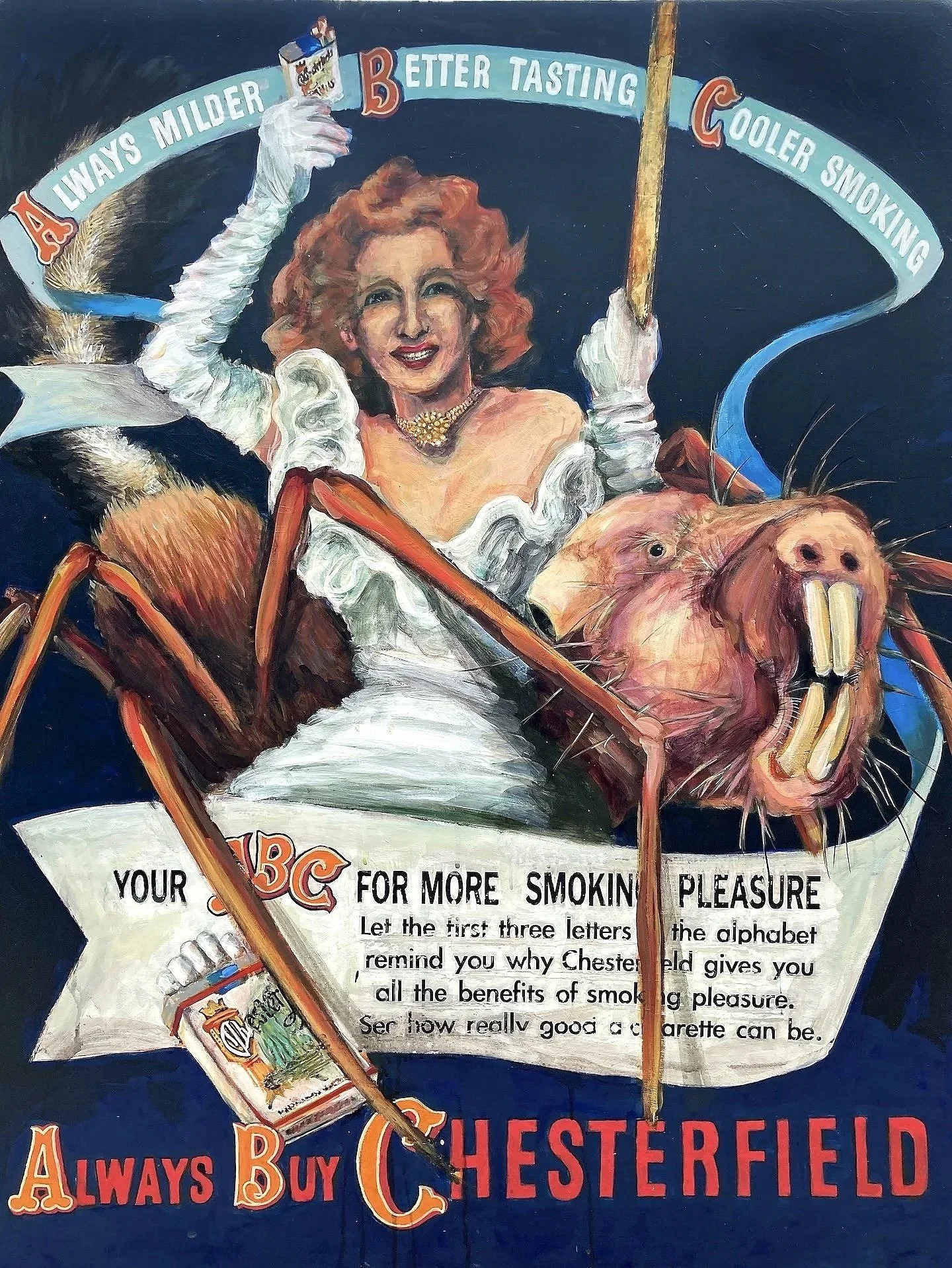 "ABC," 2024, acrylic and metal leaf on board, 48 x 36 inches