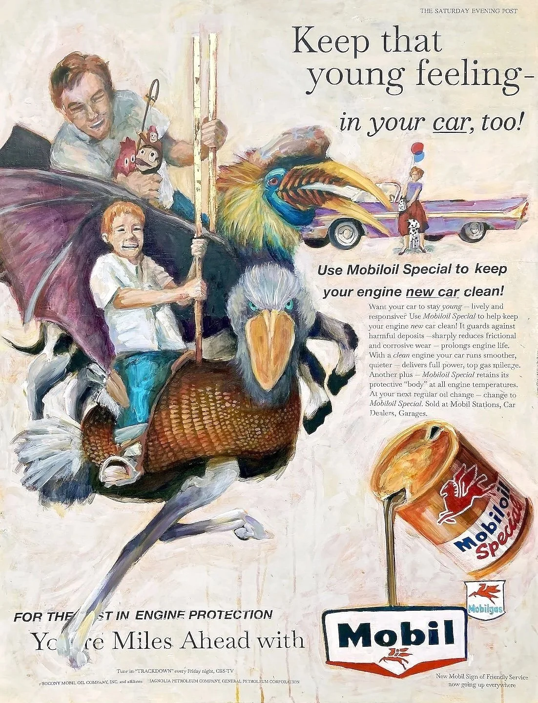 "Keep That Young Feeling," 2024, acrylic and metal leaf on board, 48 x 36 inches