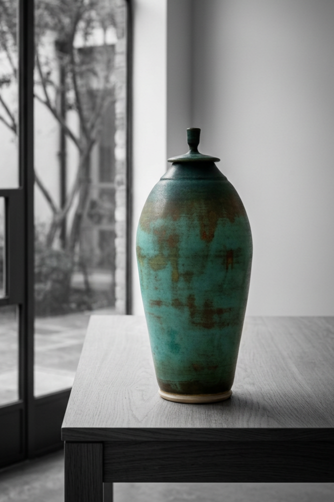 Green Lidded Vessel