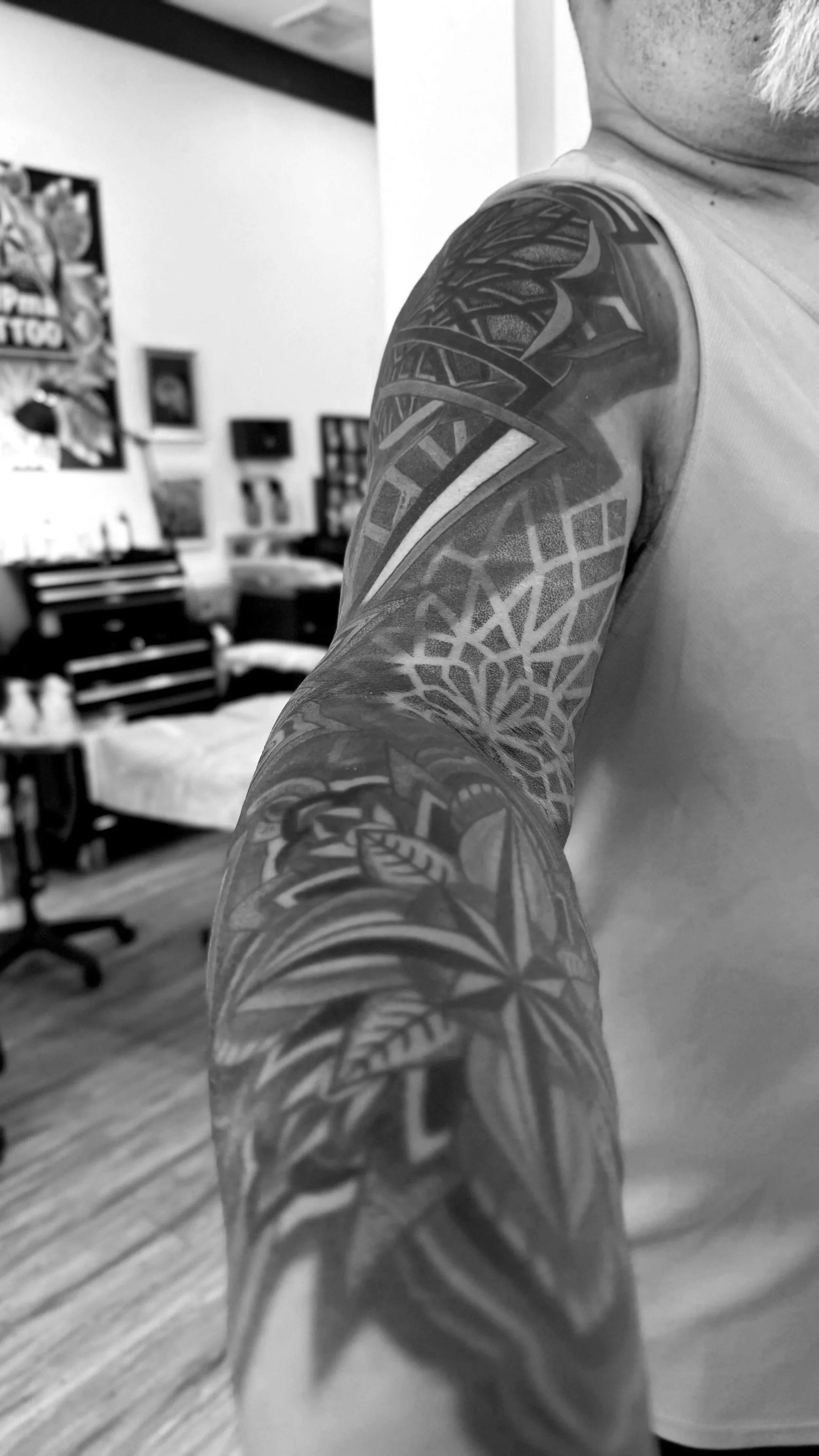 mandala geometric pattern tattoo sleeve near me