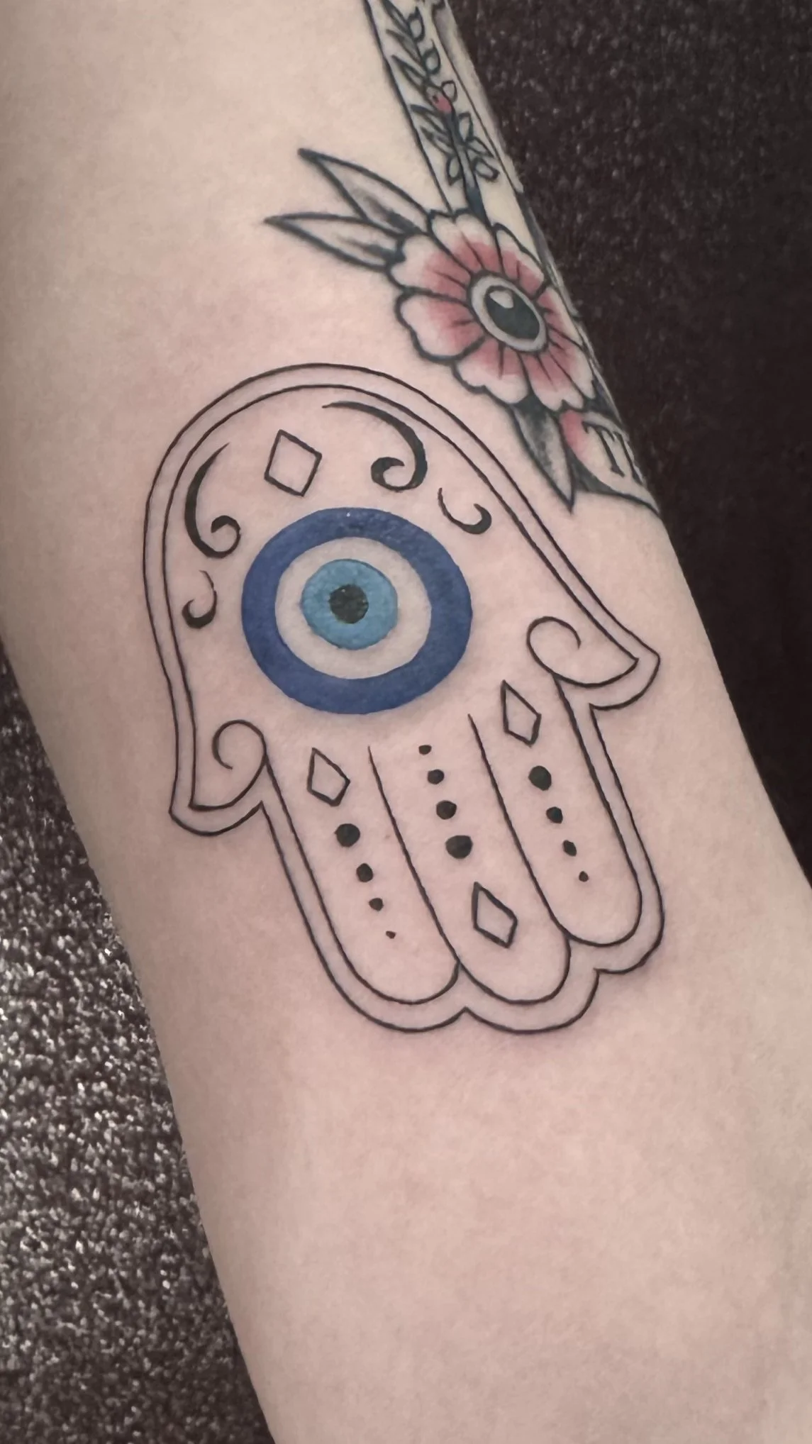 Hamsa hand sacred geometry symbol tattoo Hermosa Beach