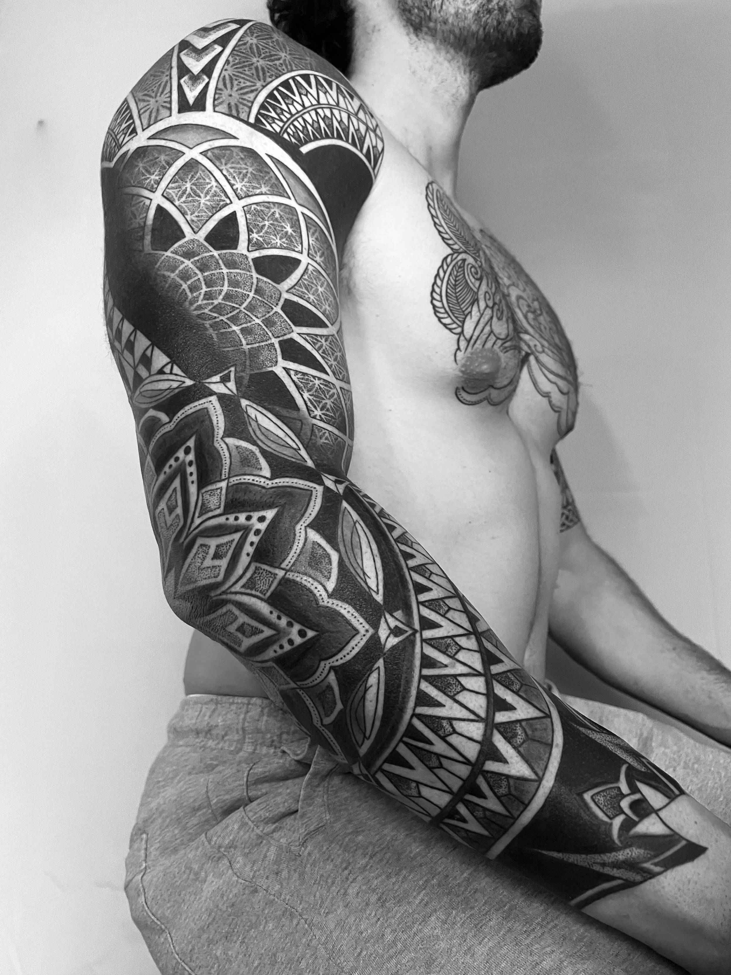 best geometric tattoo sleeve Los Angeles